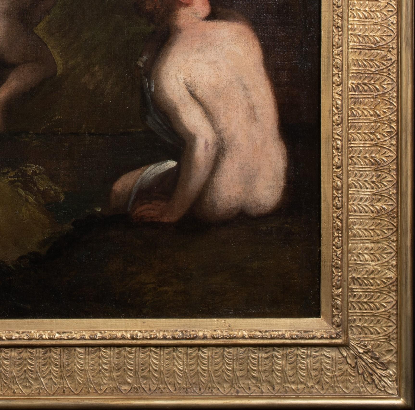Nudes Bathing in A Landscape, 16th/17th Century - Black Portrait Painting by Unknown