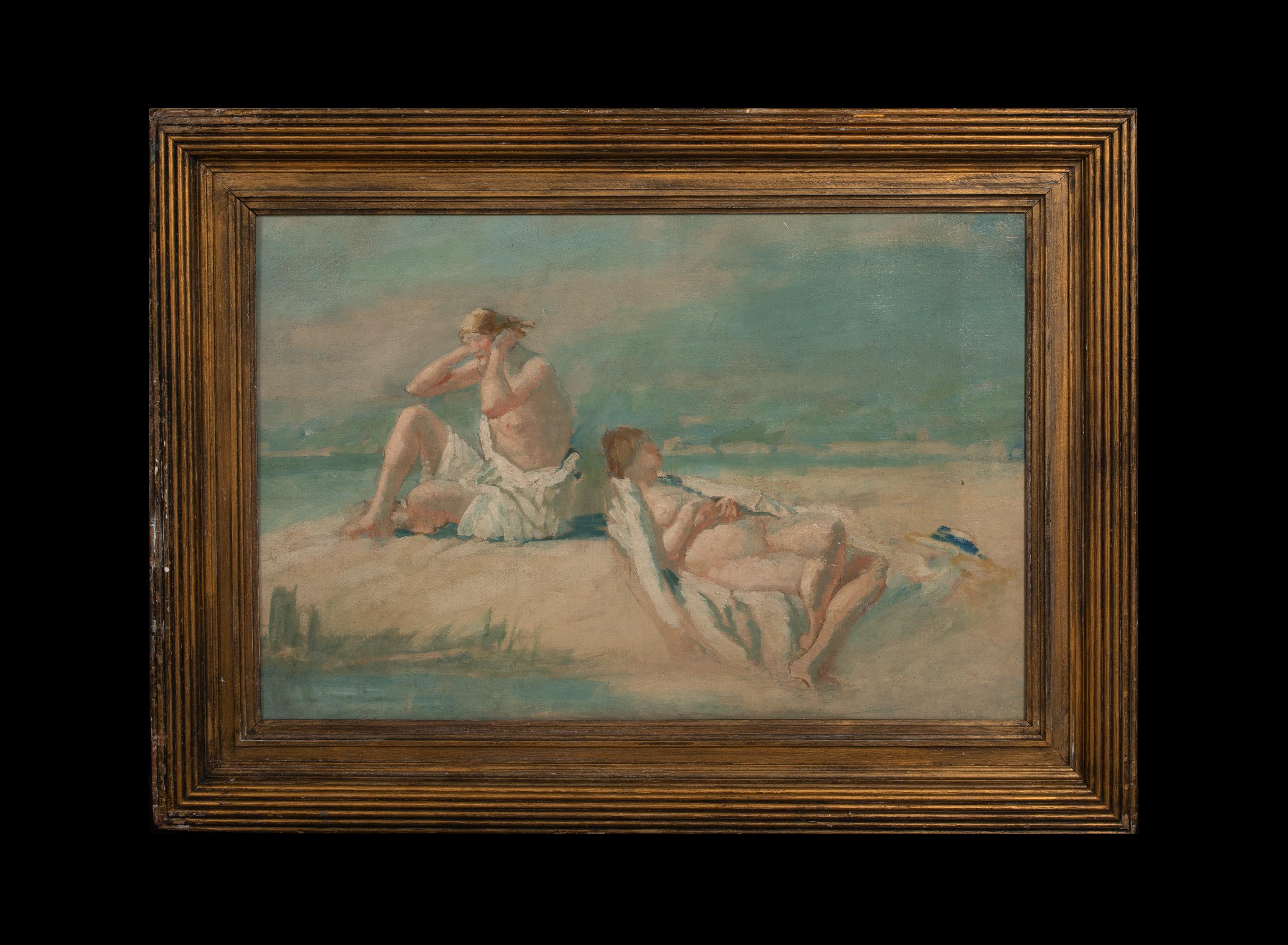 Nus prenant un bain de soleil sur une plage, 19e siècle  Cercle de PHILIP WILSON STEER - Painting de Unknown