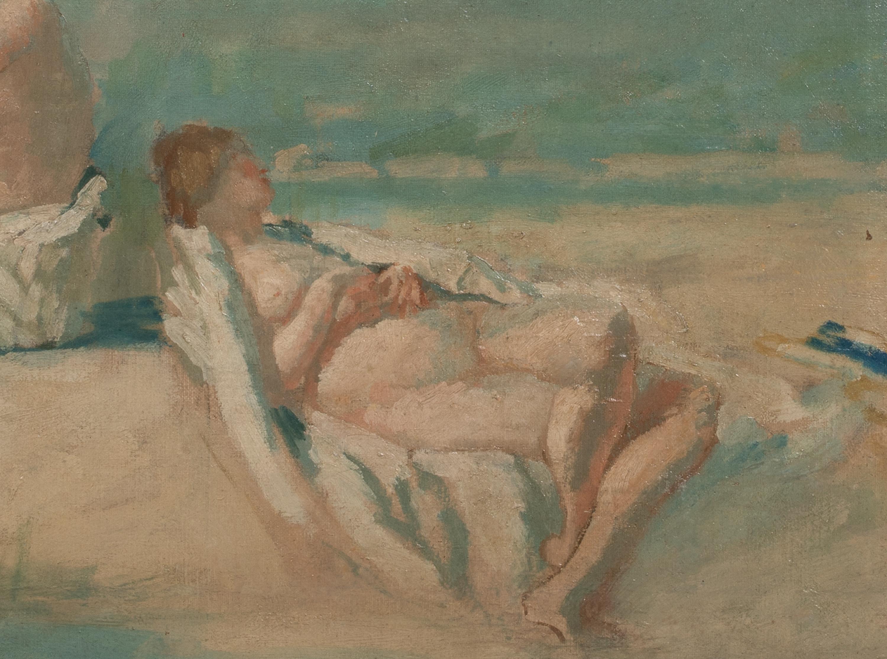 Akt beim Sonnenbaden am Strand, 19. Jahrhundert  Kreis der PHILIP WILSON STEER im Angebot 3