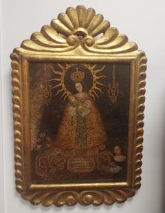 Nuestra Sra. de Belen, School of Cusco, Gold Frame, Late 1800's, Peru, Madonna