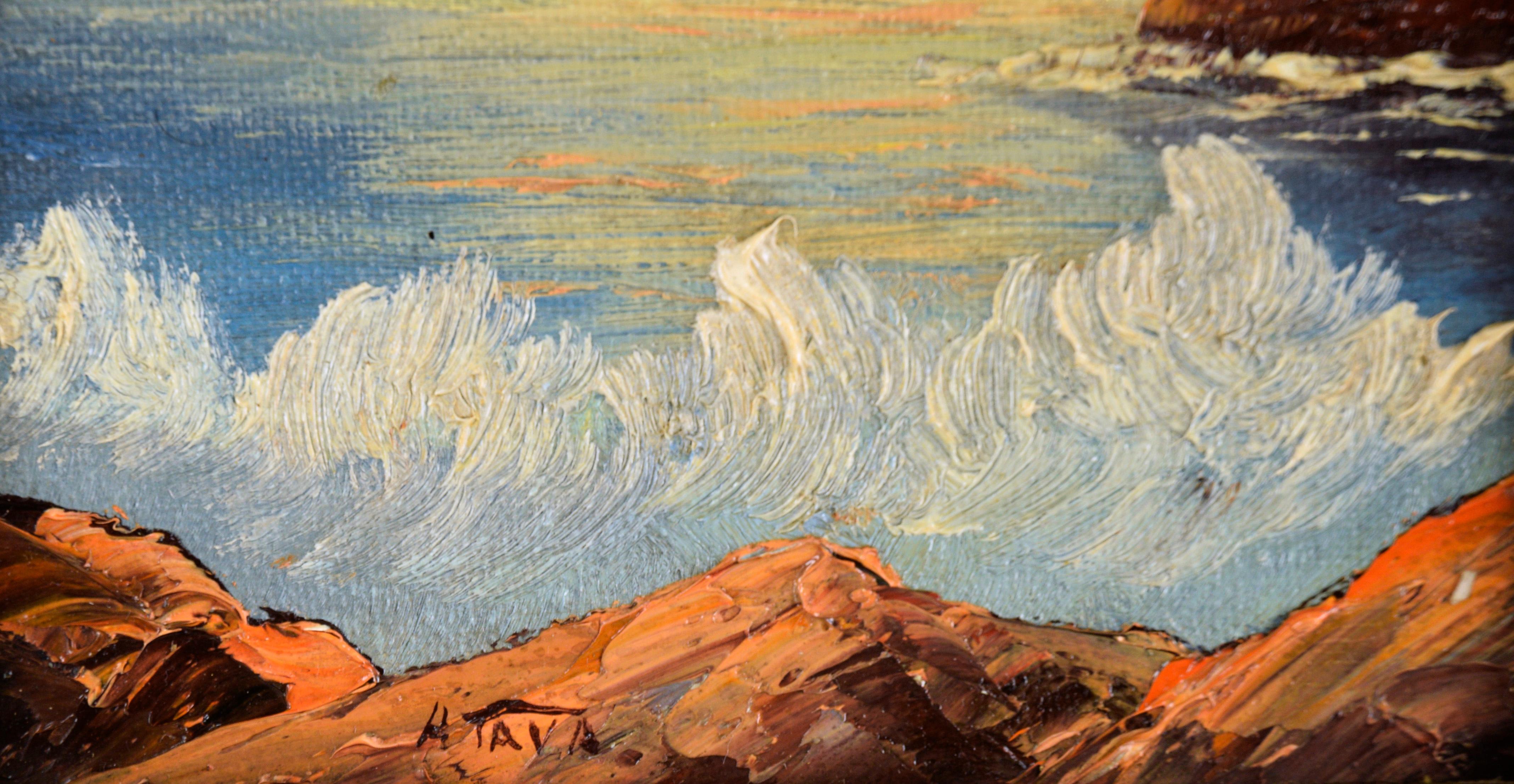 Ocean Splash at Sunset - Small Plein Air Oil Painting on Canvas 4
