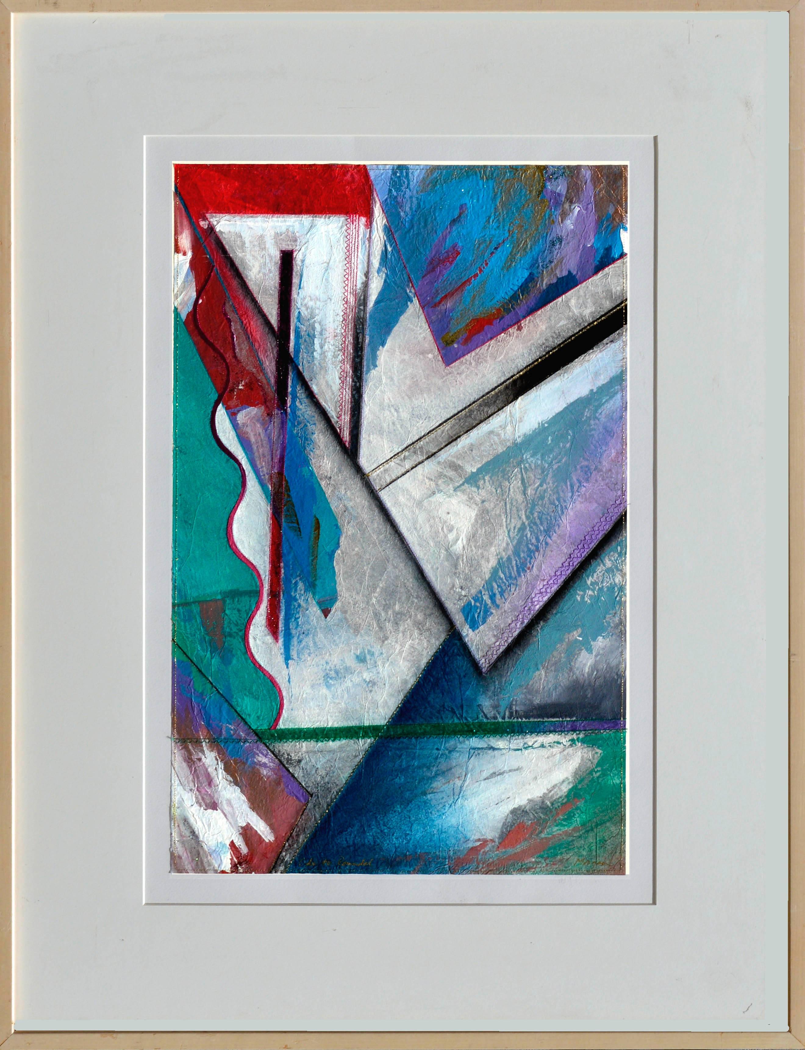 Abstract Painting Unknown - "Ode à l'arrondi" Peinture abstraite à l'acrylique et à la gouache, signée