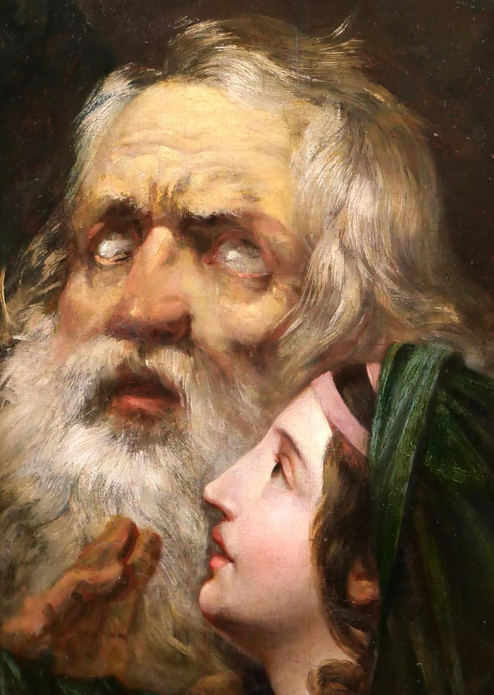 Oedipus and Antigone, study of heads - Academic Painting by Unknown