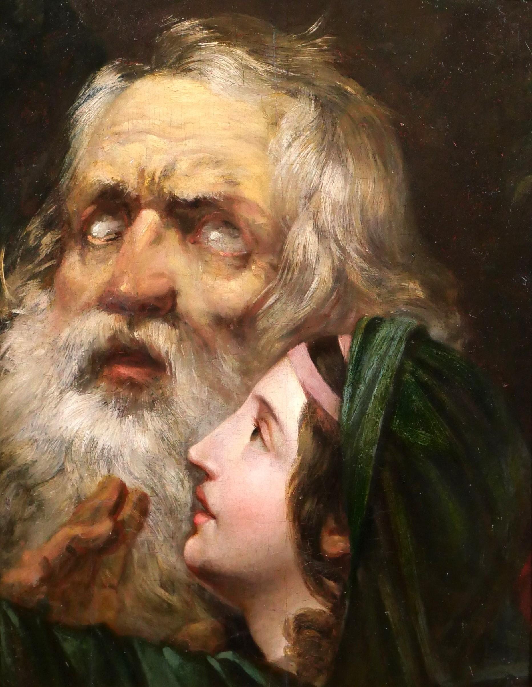 Unknown Portrait Painting - Oedipus and Antigone, study of heads