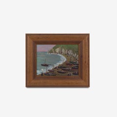 Oil on Board Painting of a Coastal Scene