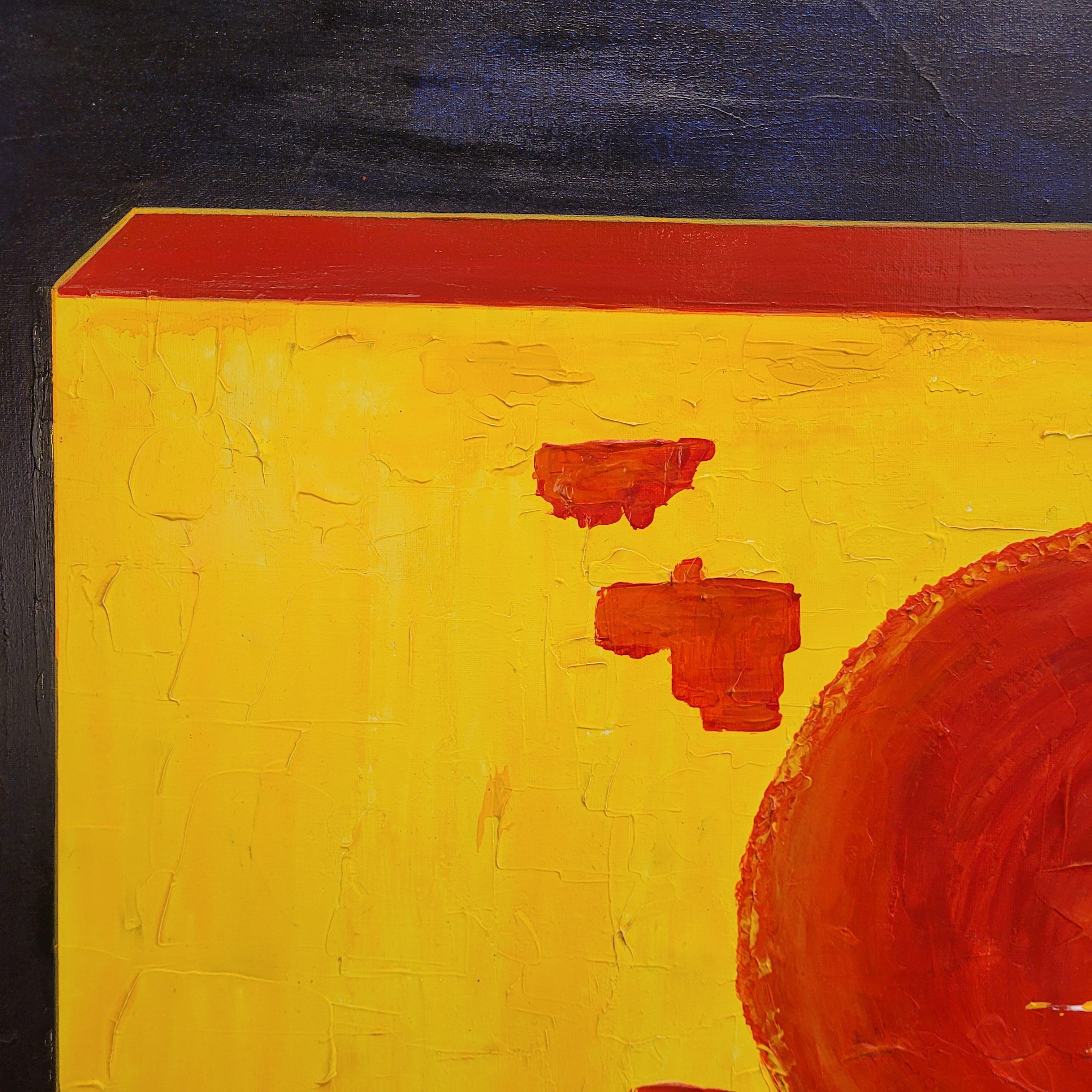 Oil on canvas abstract Frances “Soleil d’Afrique”, yellow red Cécile Genon Sorel For Sale 5