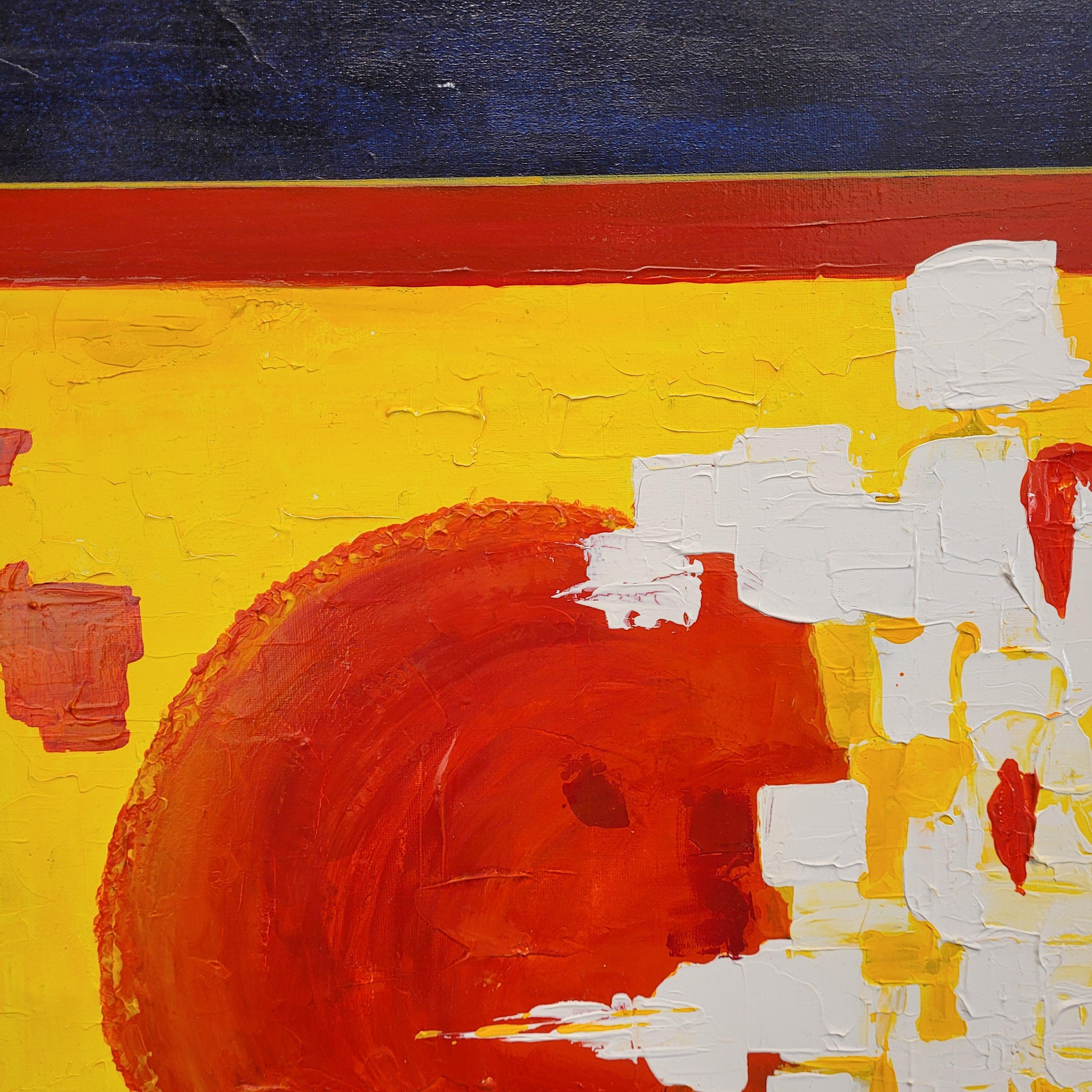 Oil on canvas abstract Frances “Soleil d’Afrique”, yellow red Cécile Genon Sorel For Sale 6