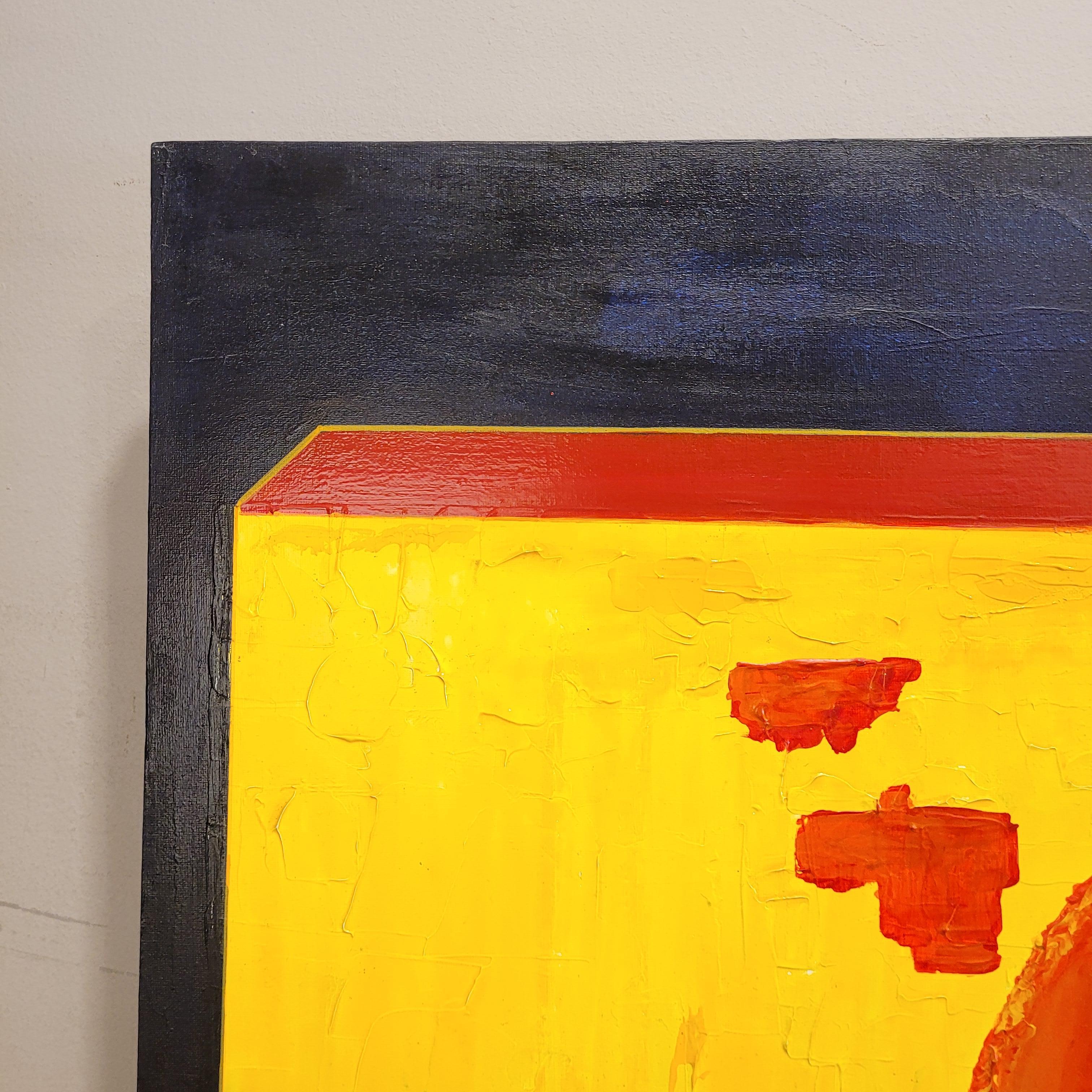 Oil on canvas abstract Frances “Soleil d’Afrique”, yellow red Cécile Genon Sorel For Sale 7