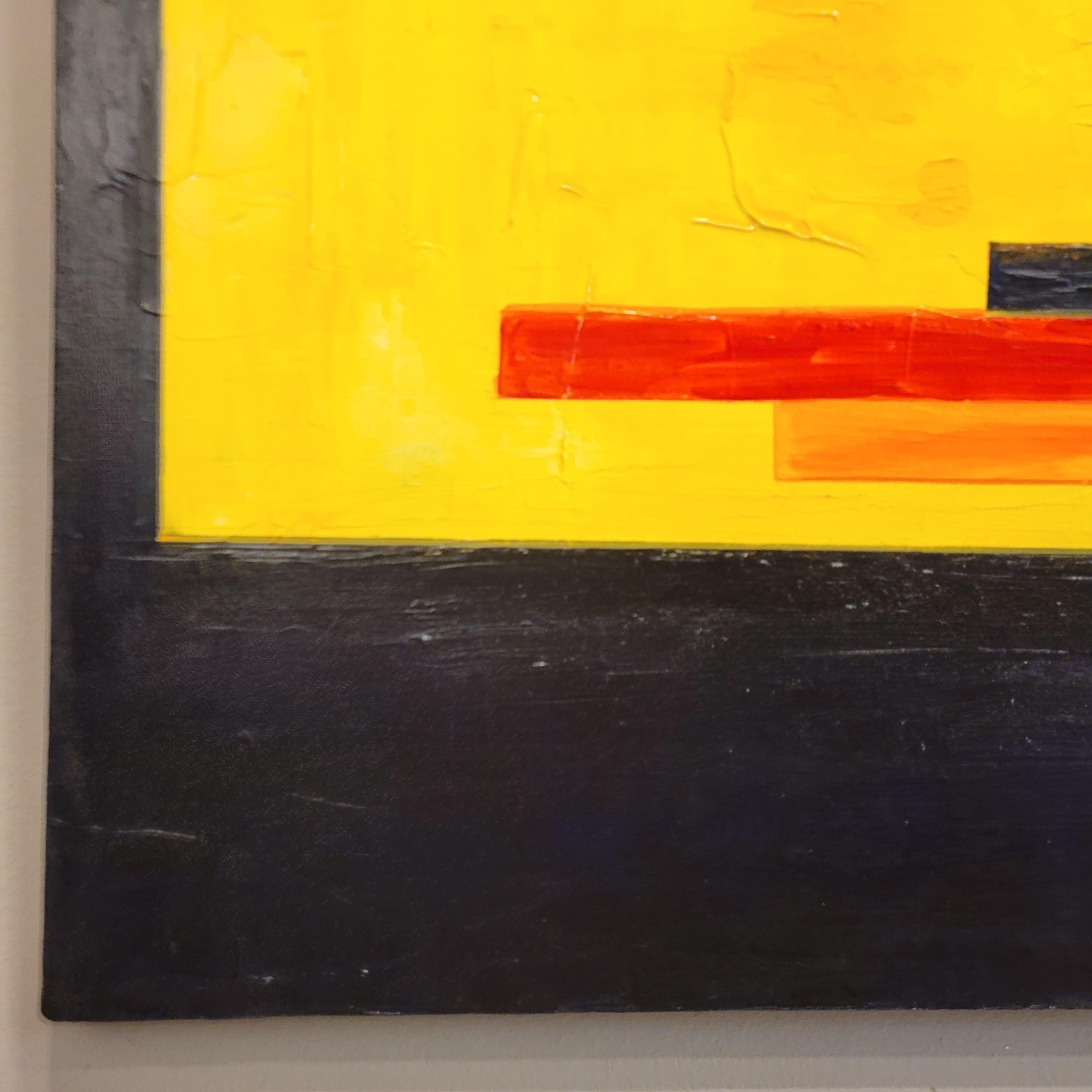 Oil on canvas abstract Frances “Soleil d’Afrique”, yellow red Cécile Genon Sorel For Sale 8