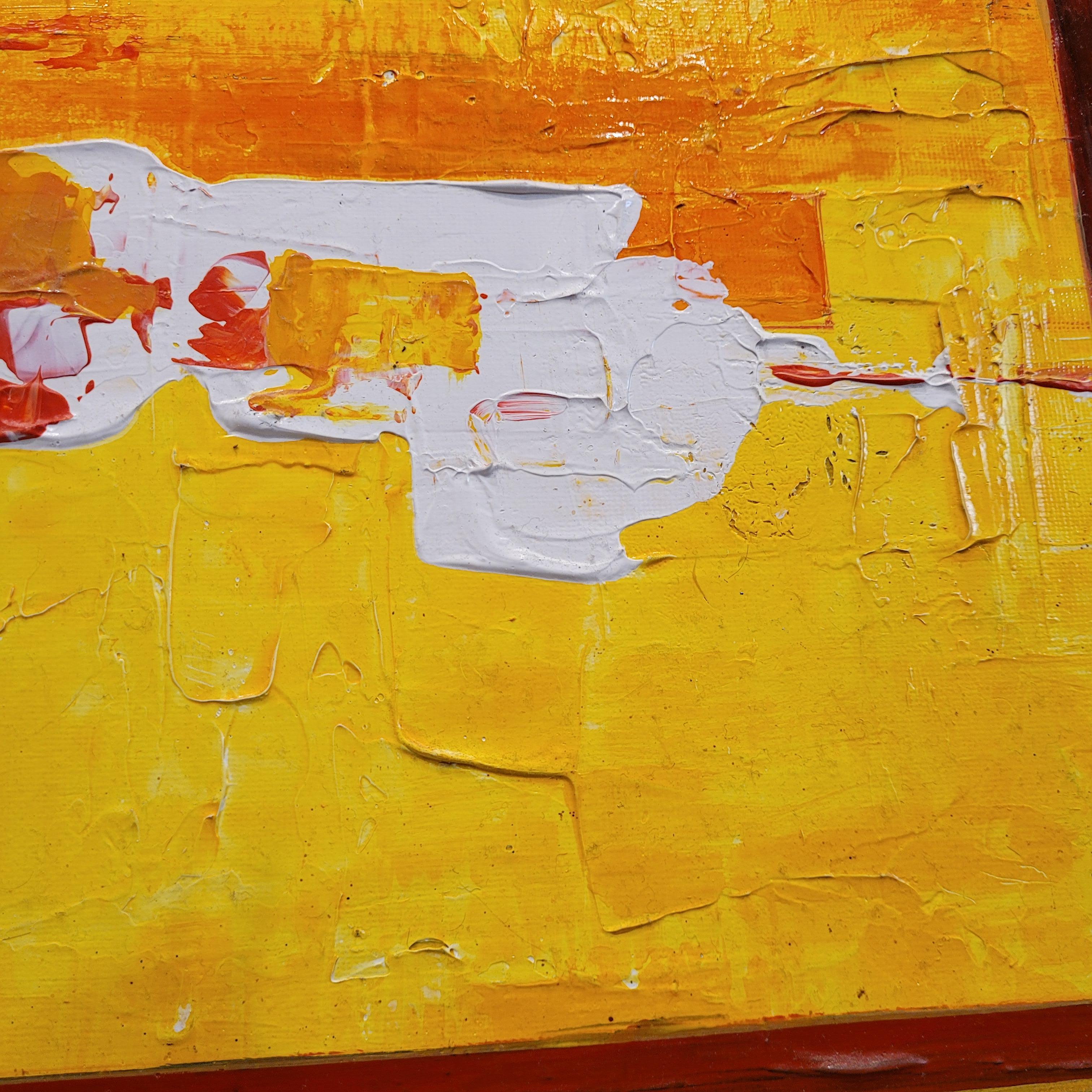 Oil on canvas abstract Frances “Soleil d’Afrique”, yellow red Cécile Genon Sorel For Sale 13
