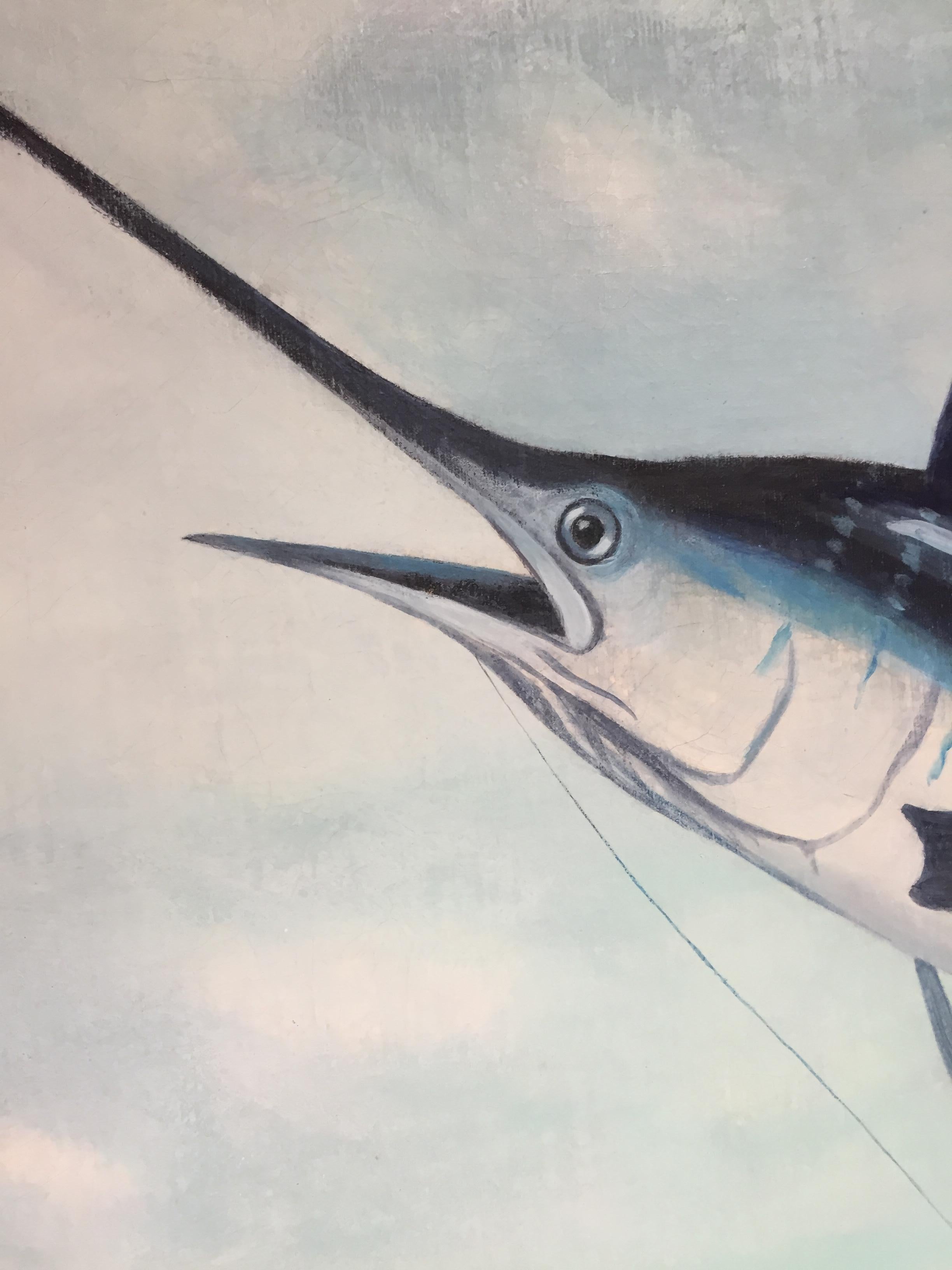 Oil on Canvas Leaping Sailfish by Marshall Anderson For Sale 3
