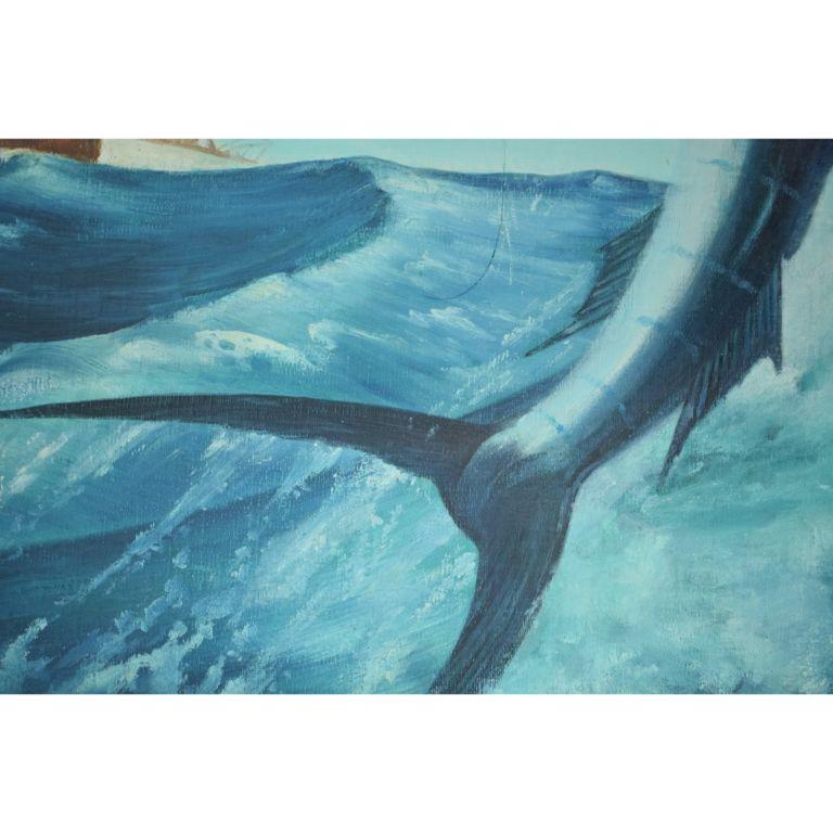 Oil on Canvas Leaping Sailfish by Marshall Anderson - Other Art Style Painting by Unknown
