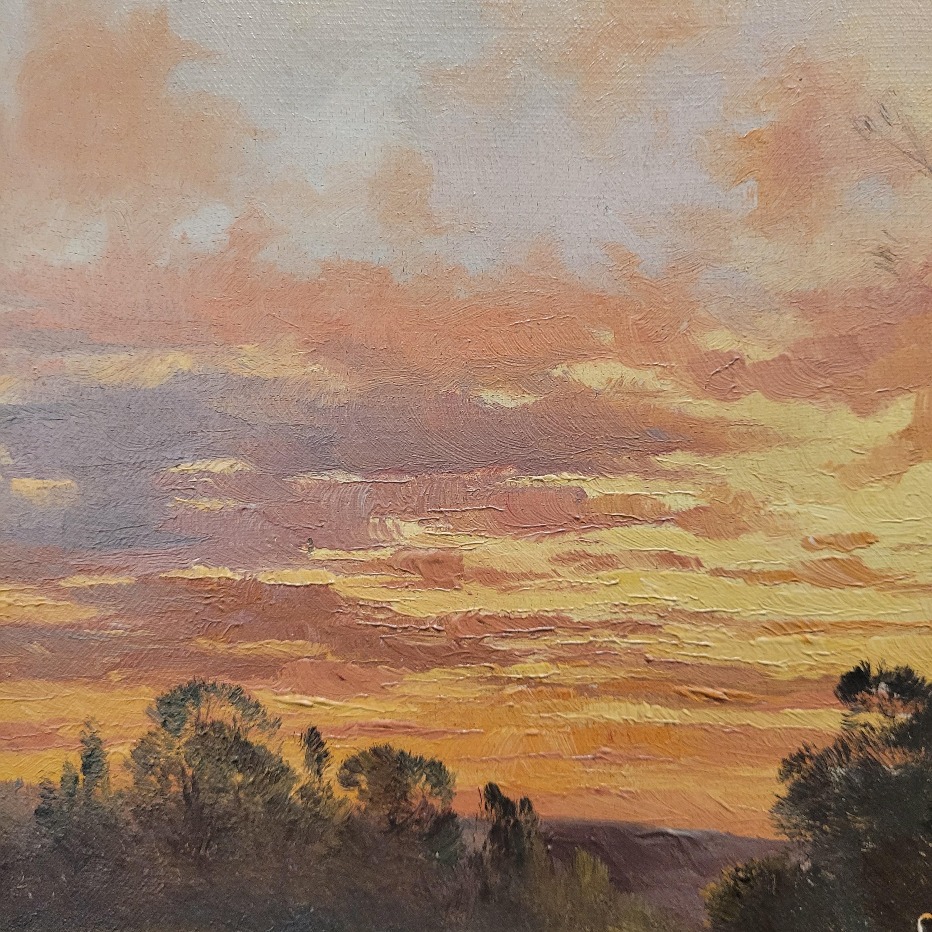 Oil on canvas France “Rural Landscape”, M. Juliany For Sale 6