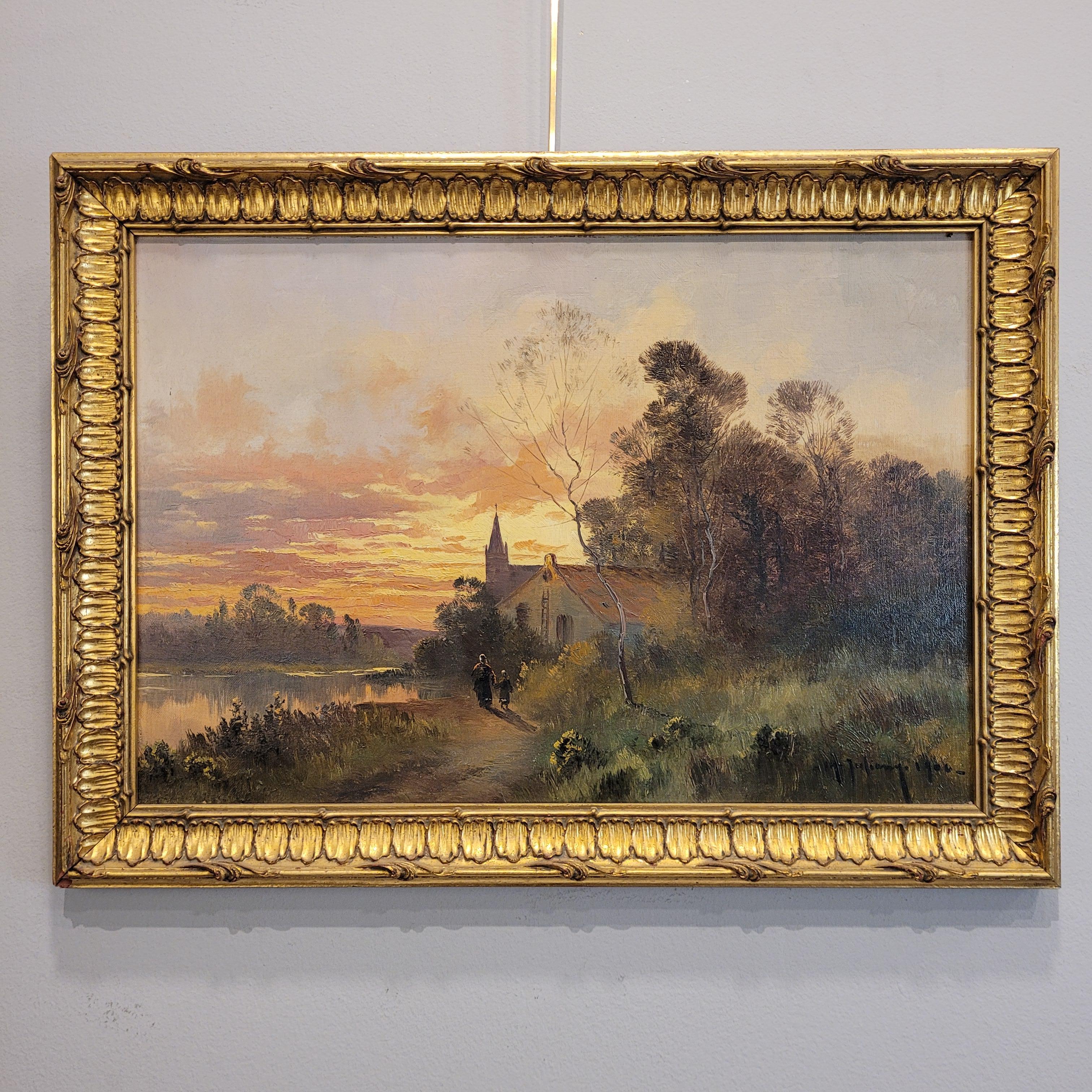 Oil on canvas France “Rural Landscape”, M. Juliany For Sale 13