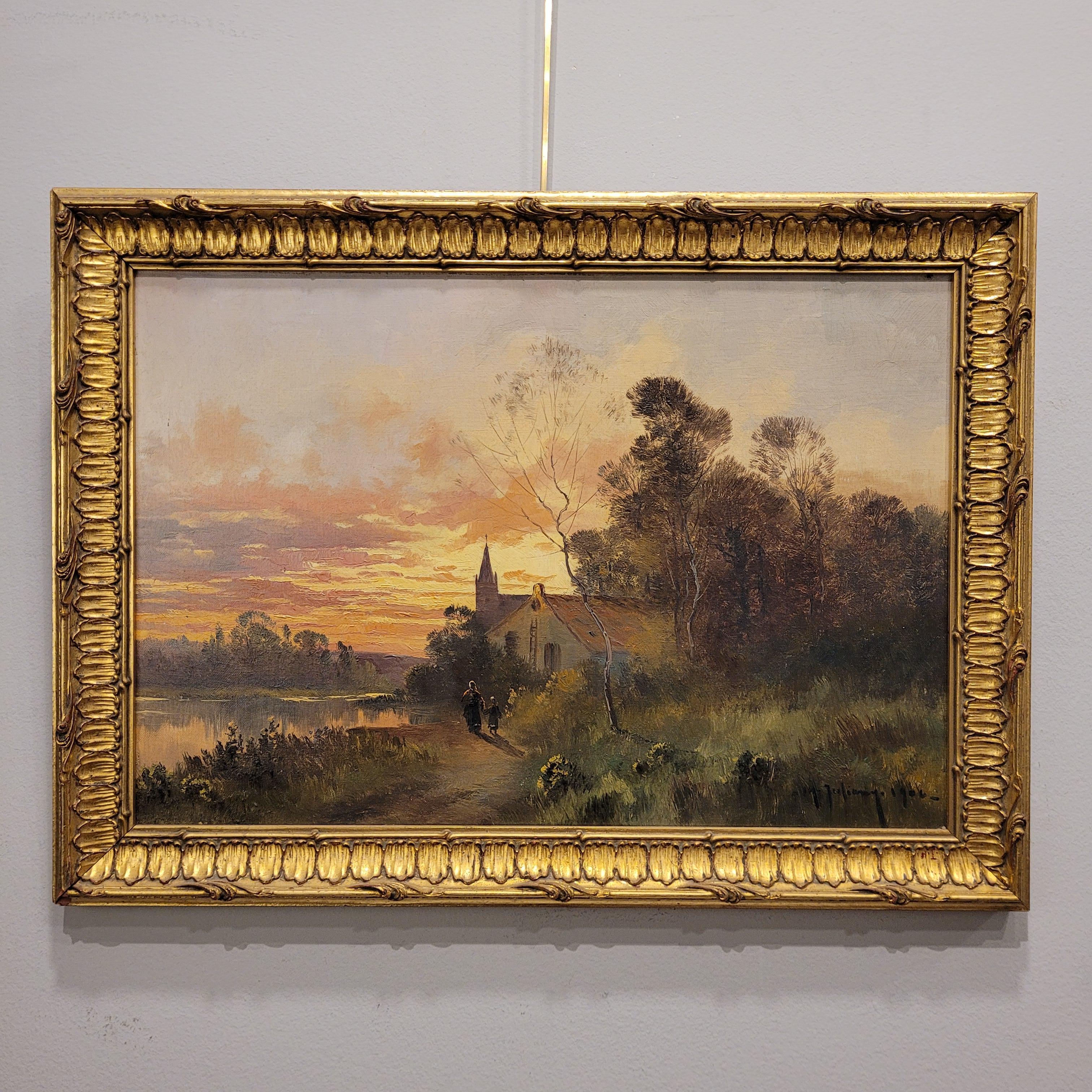 Oil on canvas France “Rural Landscape”, M. Juliany - Brown Landscape Painting by Unknown