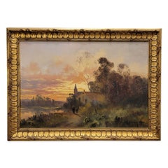 Antique Oil on canvas France “Rural Landscape”, M. Juliany