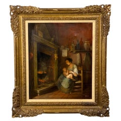Oil on Canvas, Mother and Child, Signed A. Ripa, Italy, 19th/20th c.