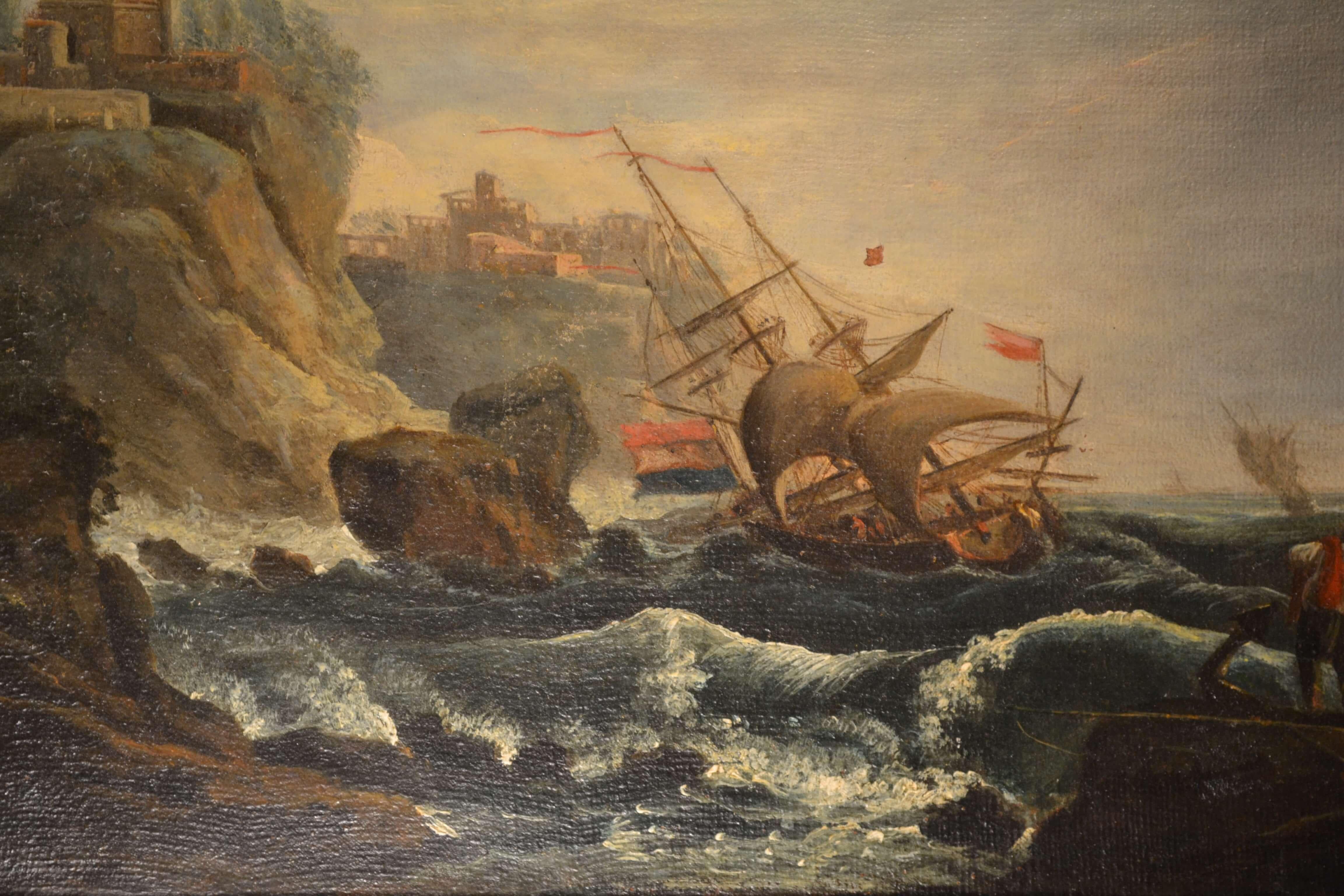 Oil on Canvas of a Shipwreck After Vernet - Romantic Painting by Unknown