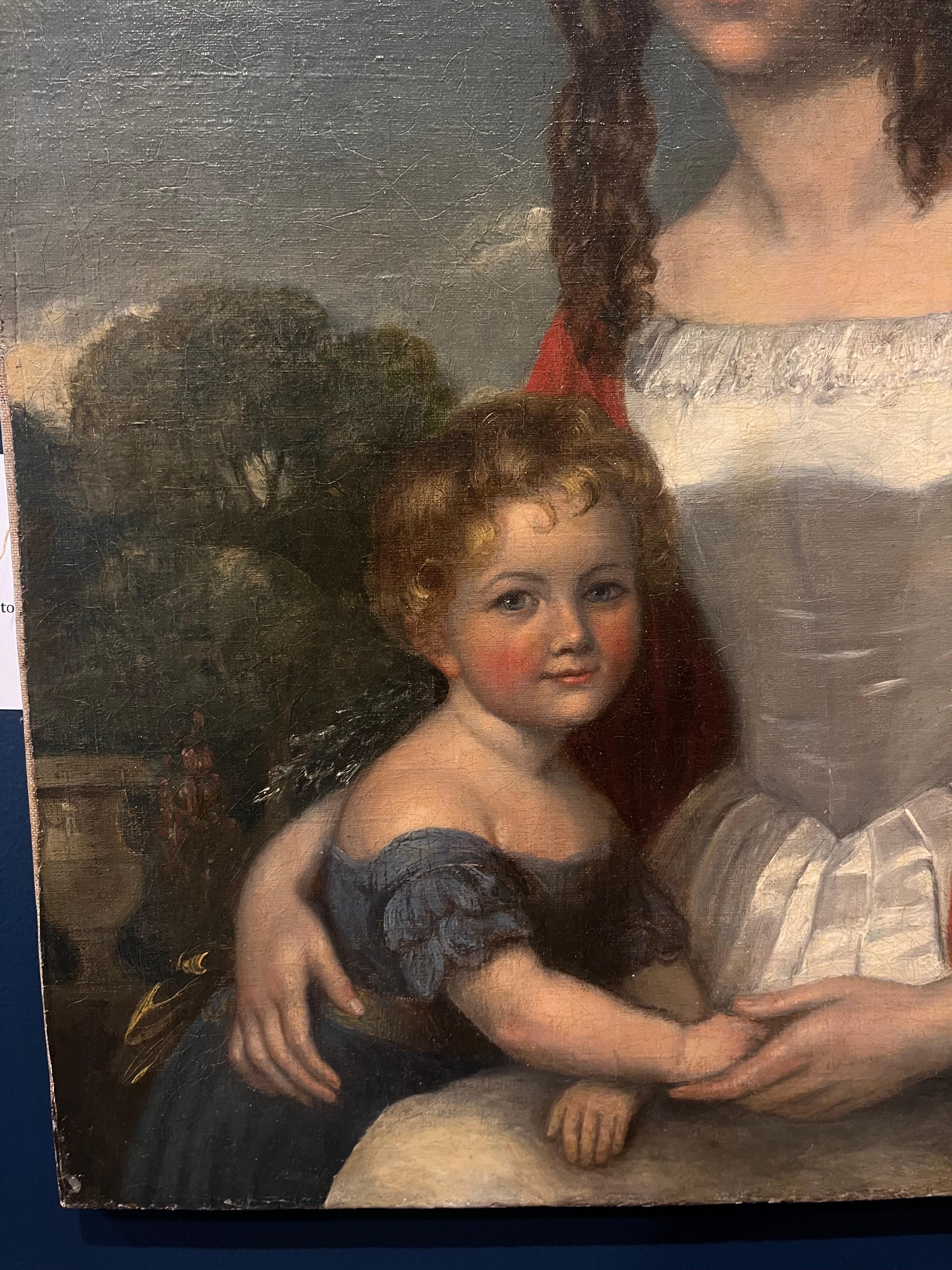 Oil on Canvas Portrait of Mother and Child - Painting by Unknown