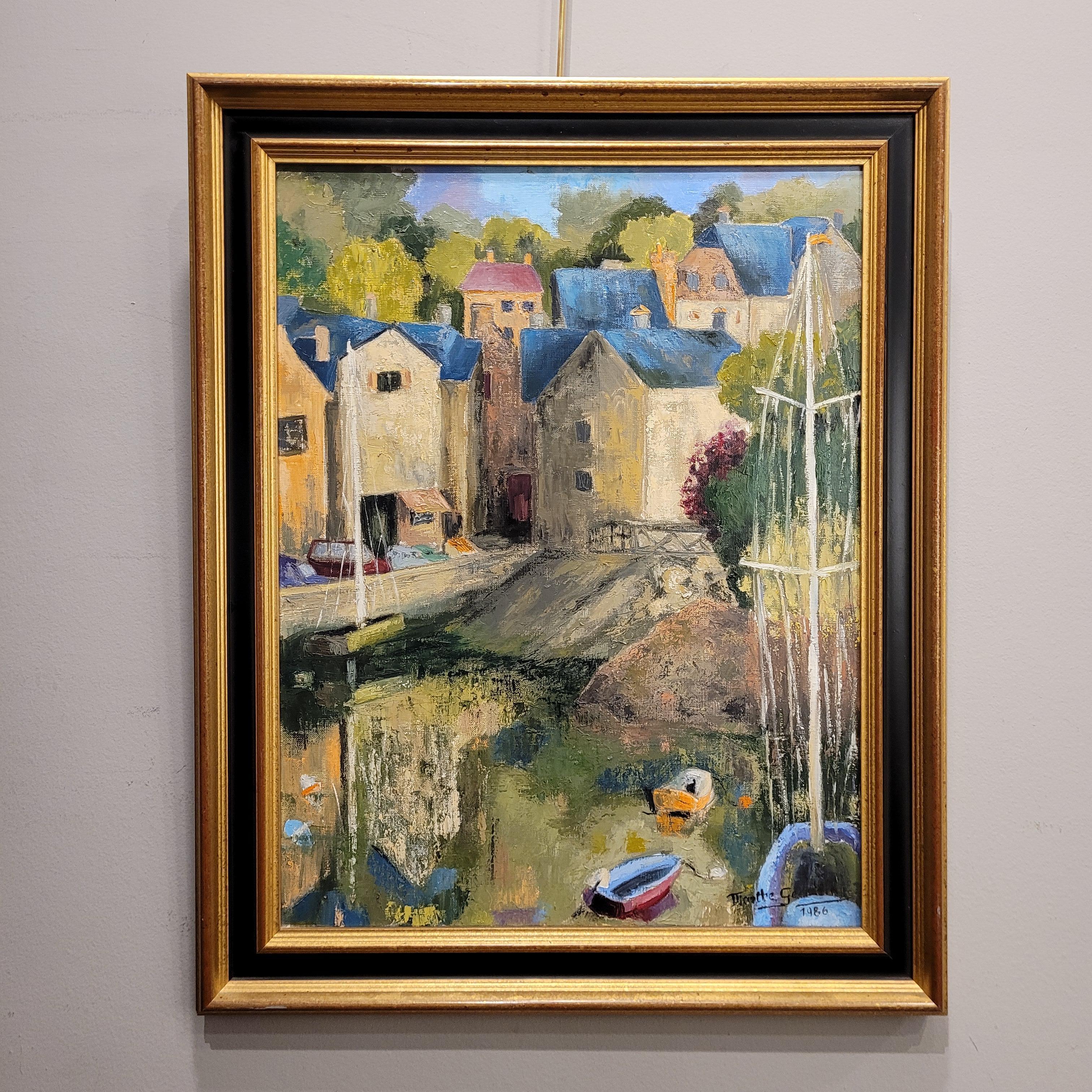 Olio su tela Post-impressionismo L'aven au port Marthe Germain Francia in vendita 9