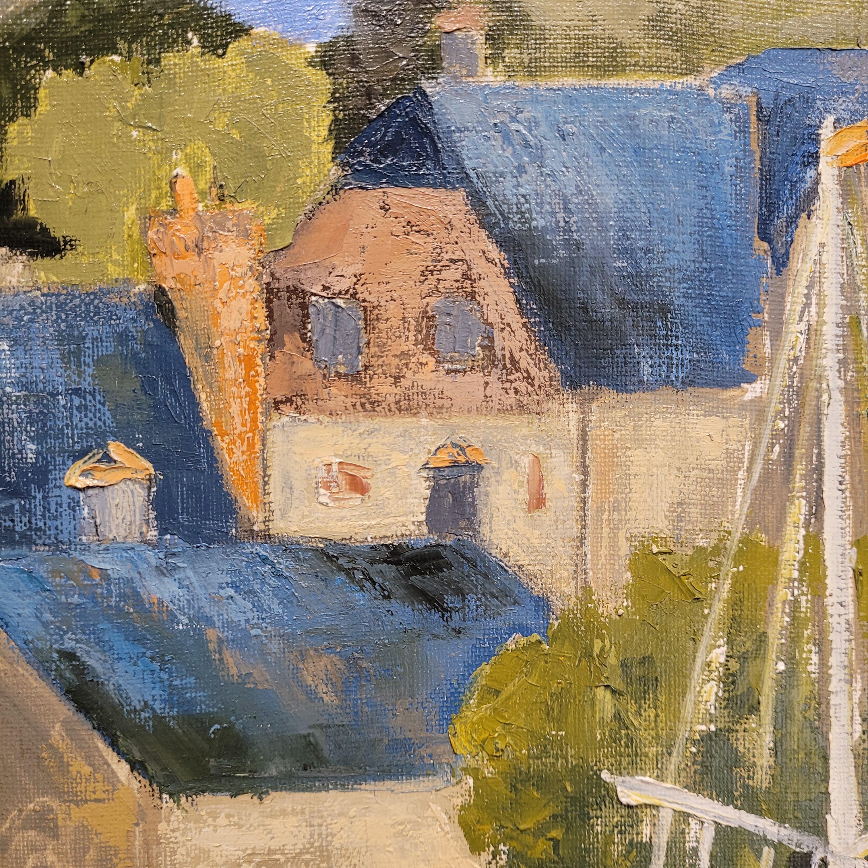Olio su tela Post-impressionismo L'aven au port Marthe Germain Francia in vendita 12