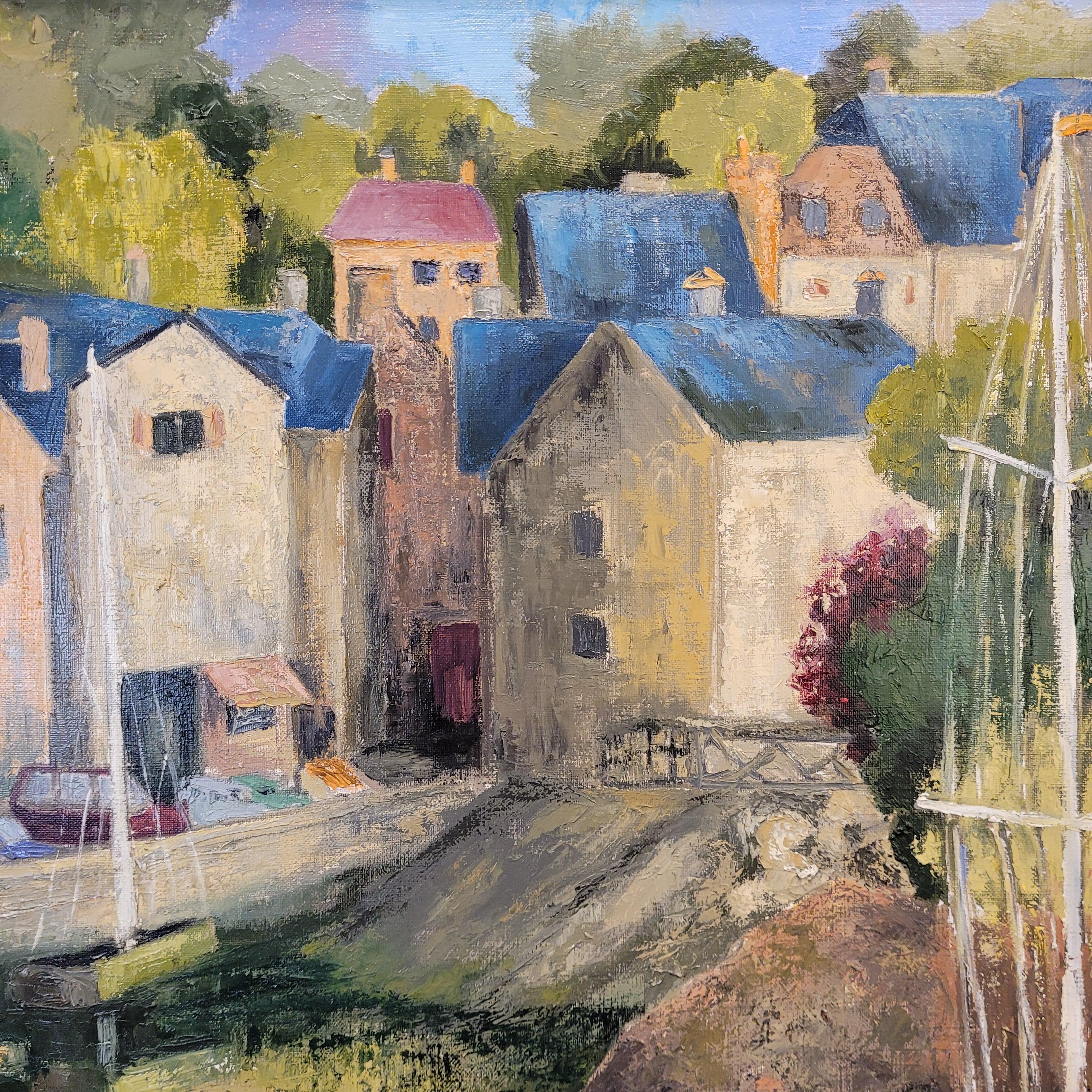Olio su tela Post-impressionismo L'aven au port Marthe Germain Francia - Painting Postimpressionismo di Unknown