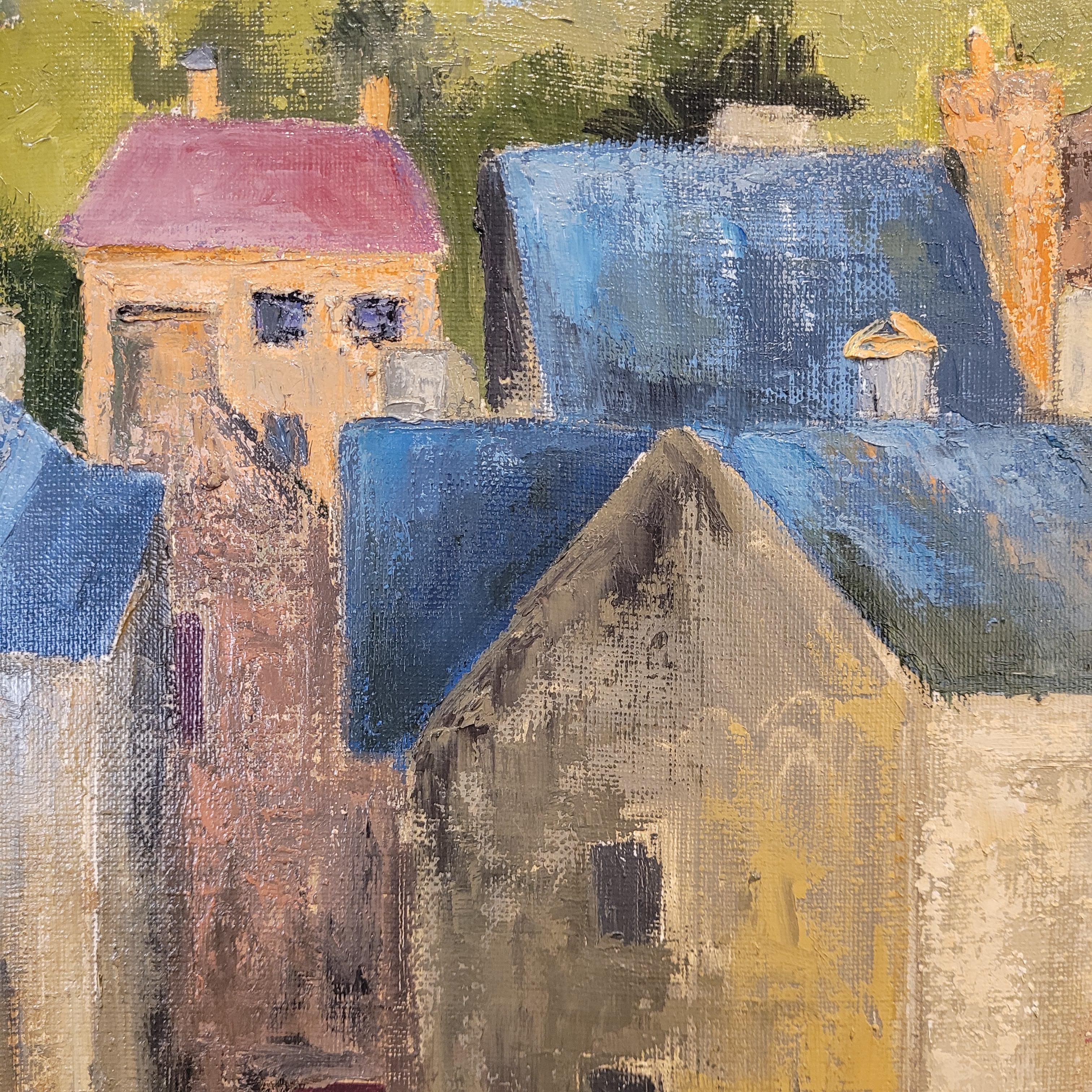 Olio su tela Post-impressionismo L'aven au port Marthe Germain Francia in vendita 3