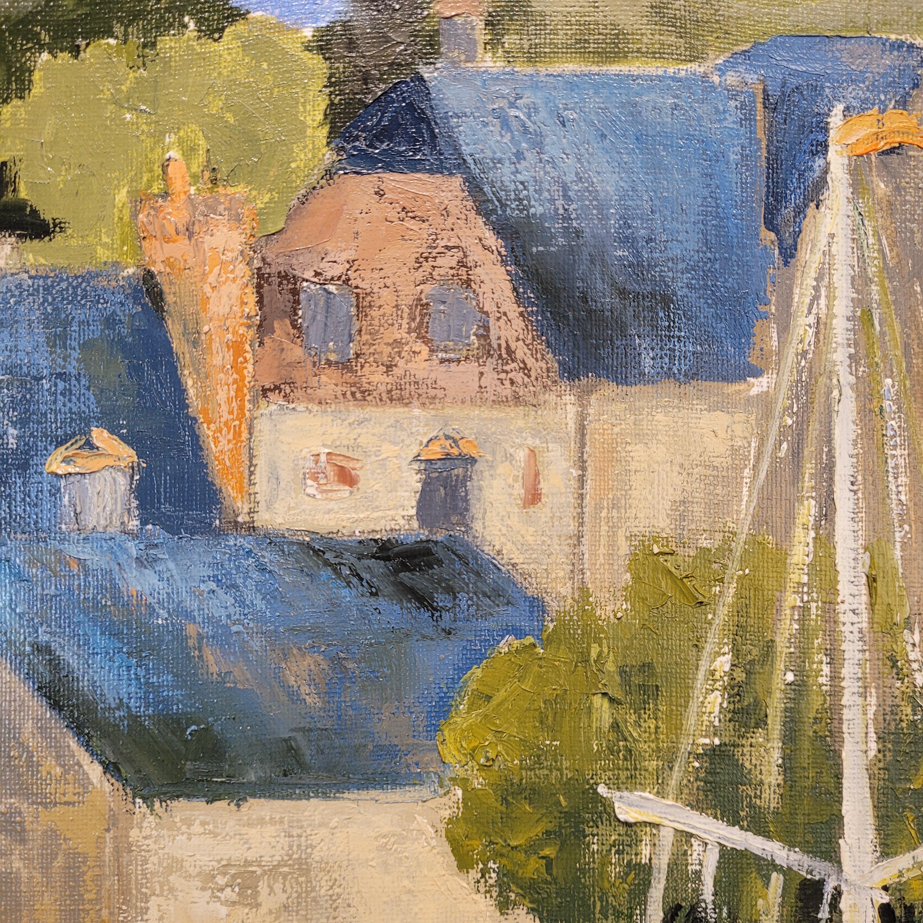 Olio su tela Post-impressionismo L'aven au port Marthe Germain Francia in vendita 4