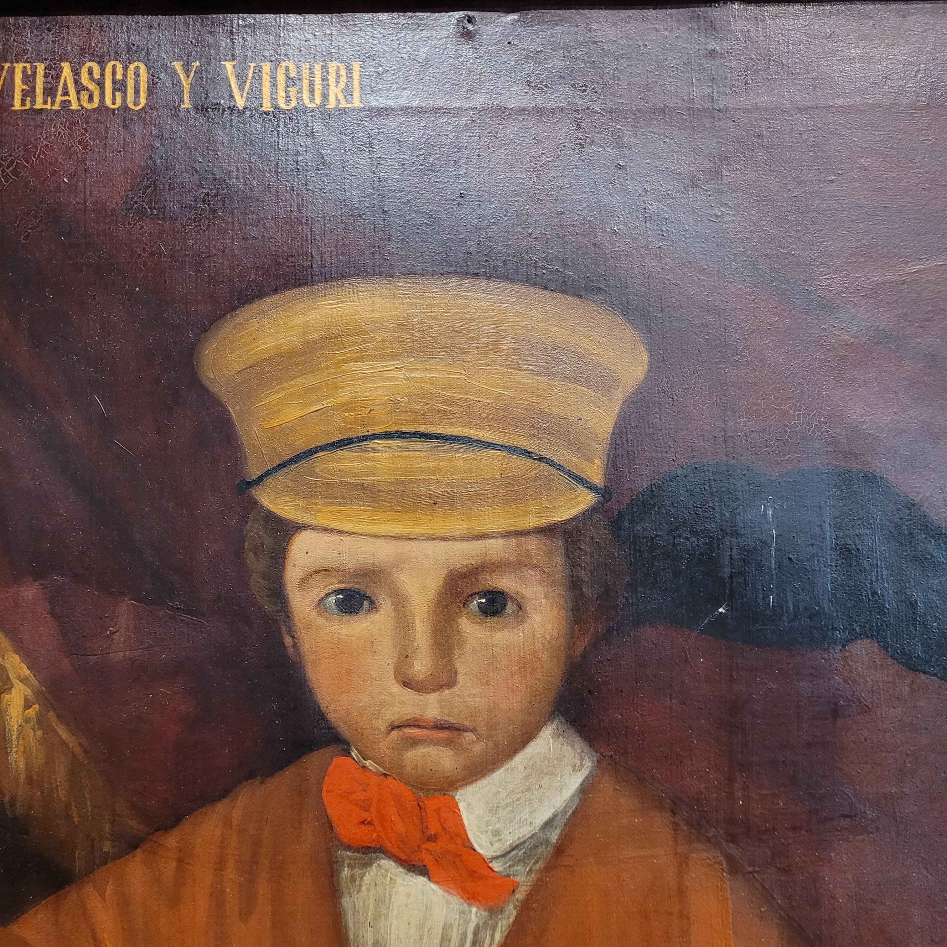 Oil on canvas Spanish “Portrait Toribio of Velasco and Viguri” For Sale 5