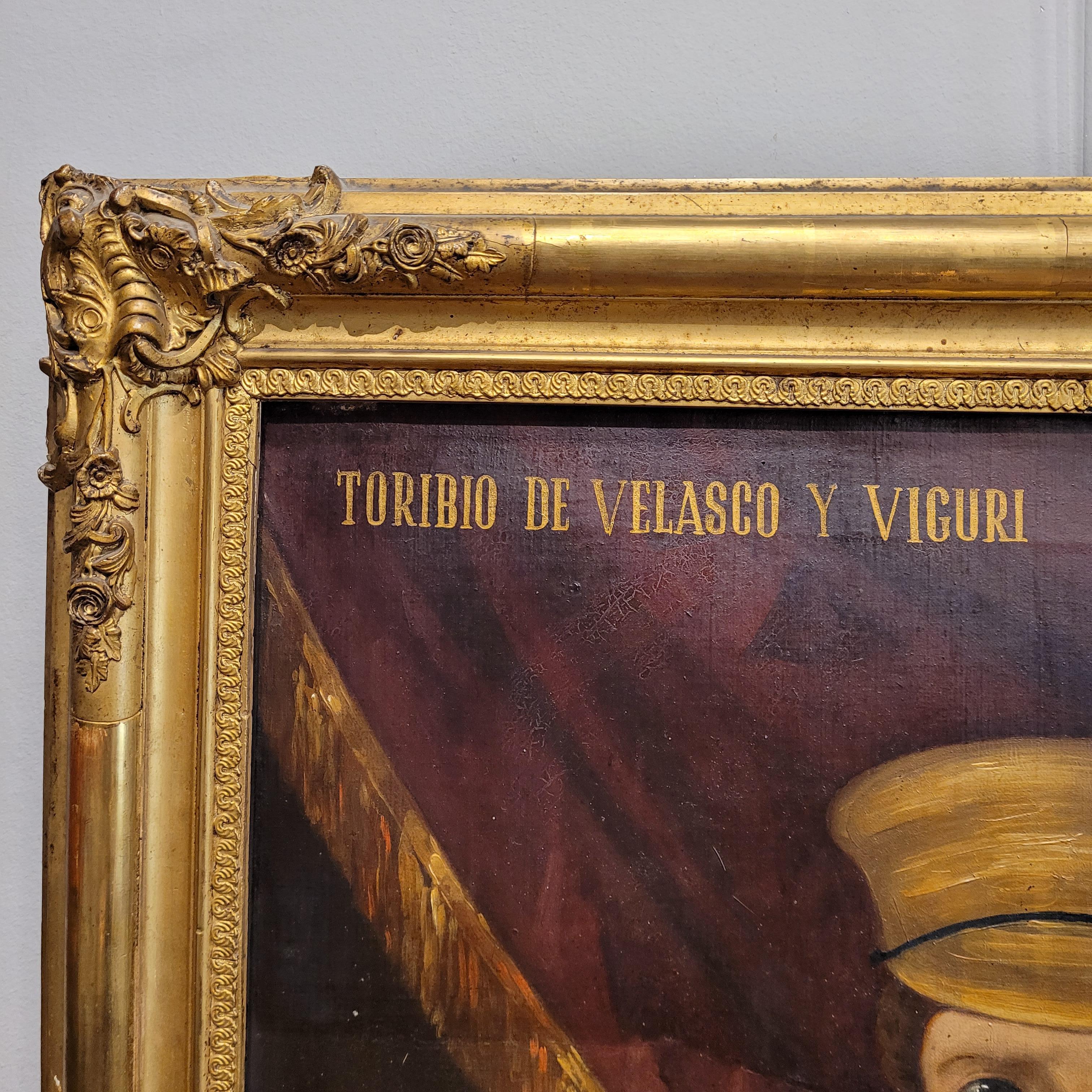 Oil on canvas Spanish “Portrait Toribio of Velasco and Viguri” For Sale 6