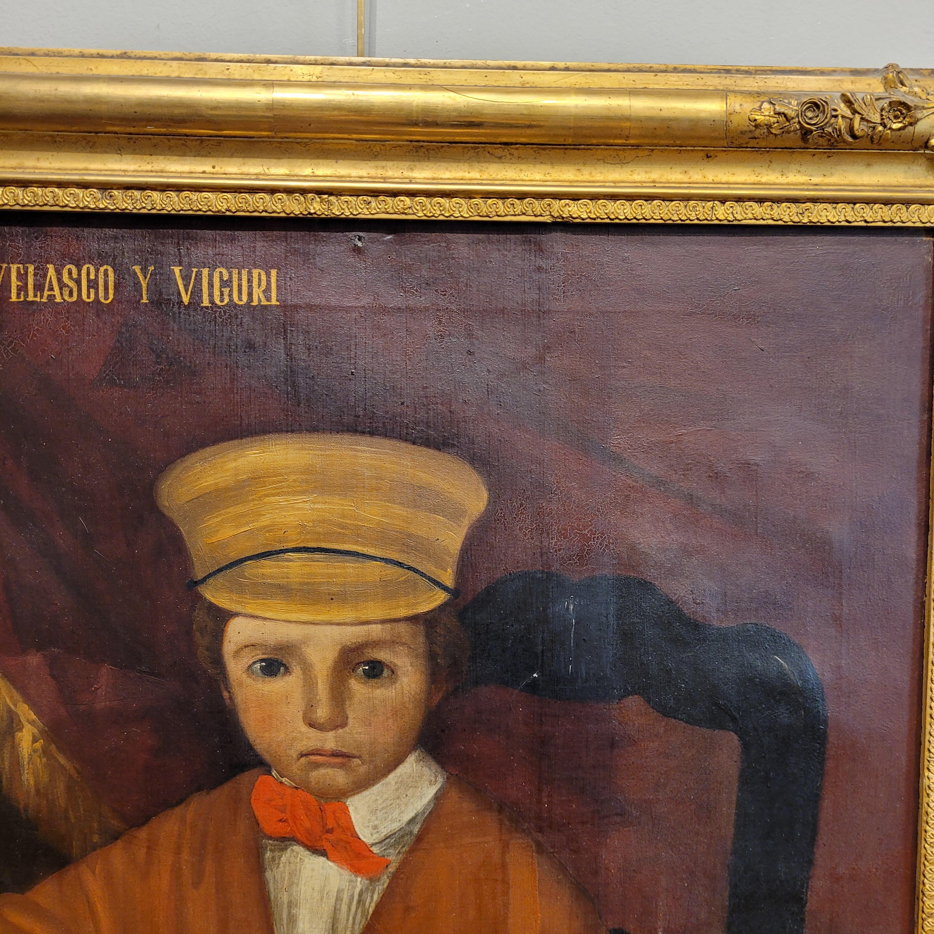 Oil on canvas Spanish “Portrait Toribio of Velasco and Viguri” For Sale 11