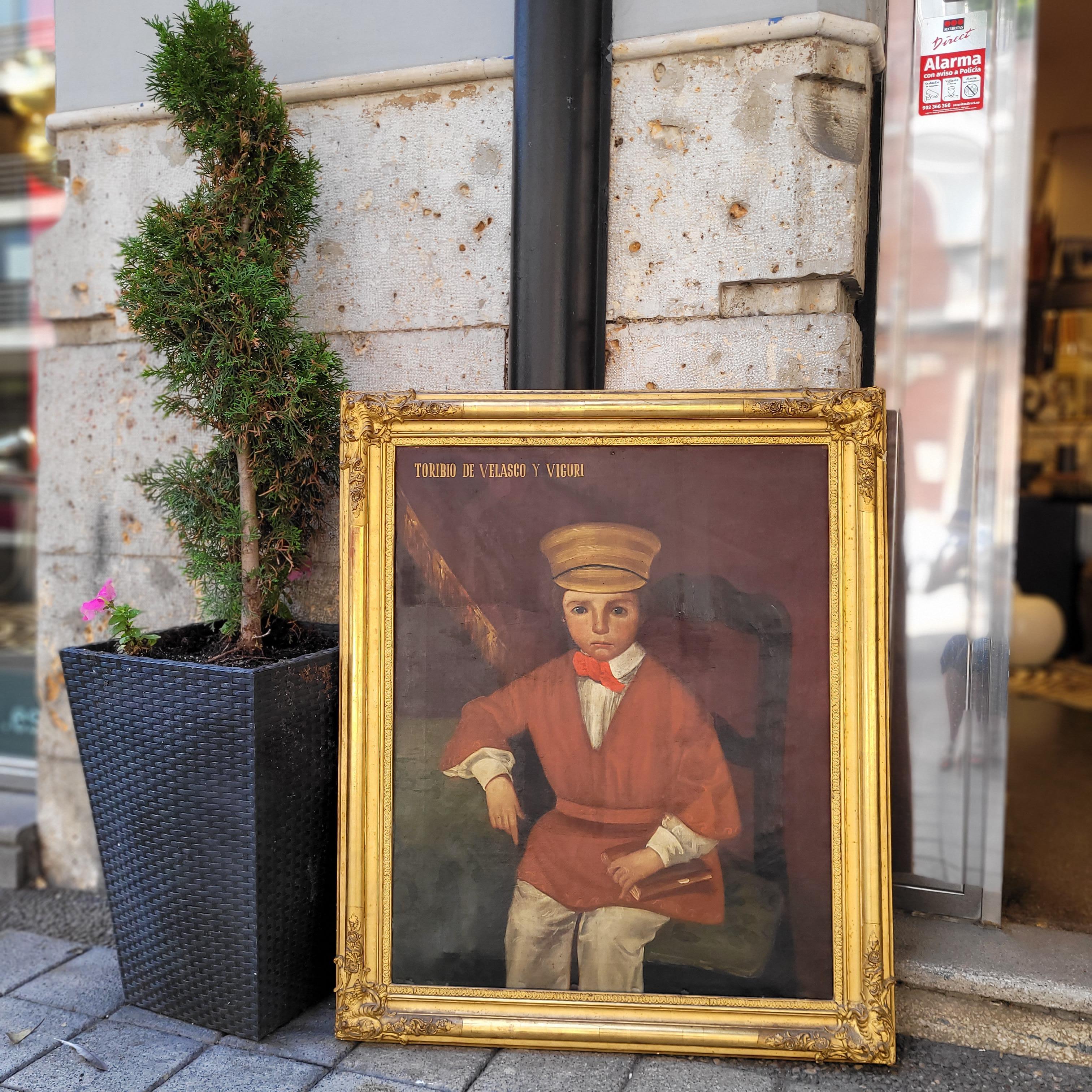 Oil on canvas Spanish “Portrait Toribio of Velasco and Viguri” - Brown Portrait Painting by Unknown
