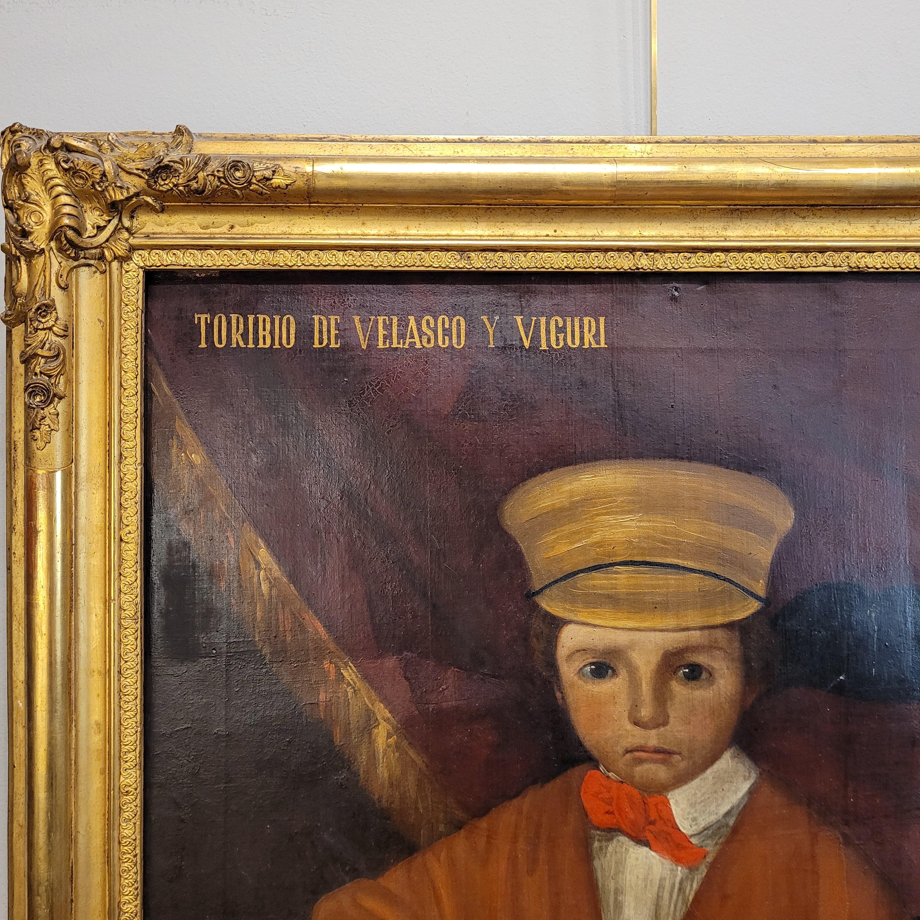 Oil on canvas Spanish “Portrait Toribio of Velasco and Viguri” For Sale 3