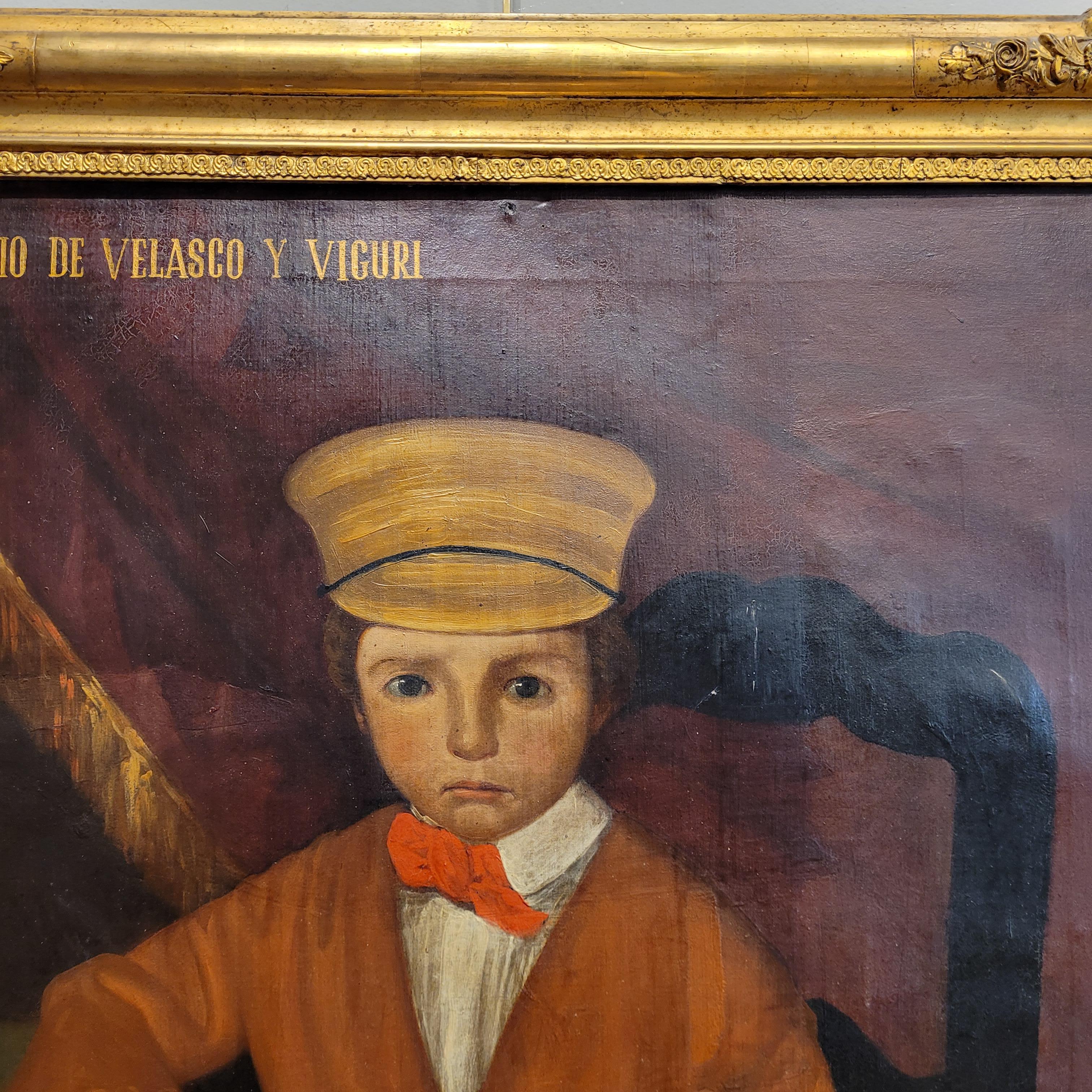 Oil on canvas Spanish “Portrait Toribio of Velasco and Viguri” For Sale 4