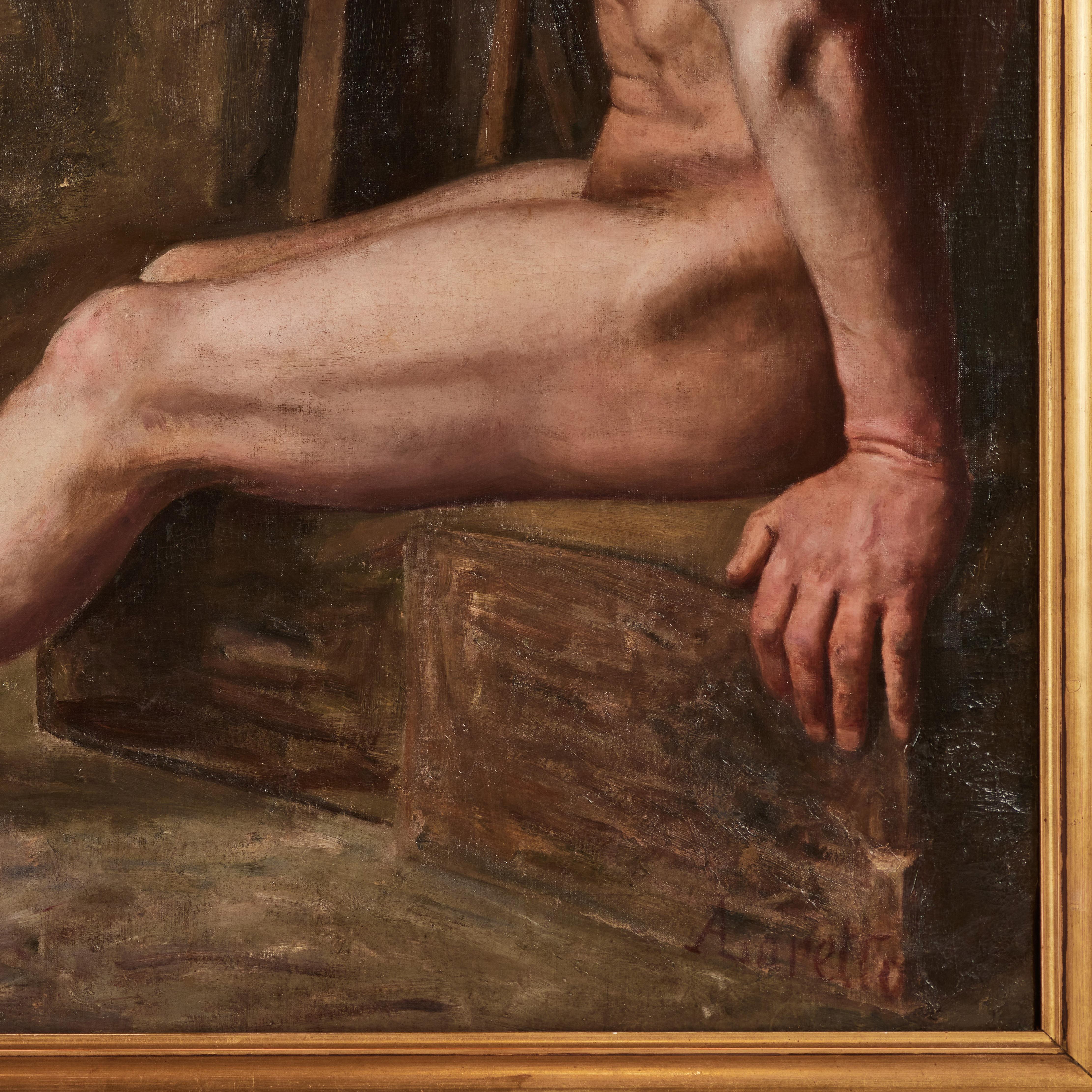 Oil on Canvas Study of a Male Nude For Sale 1