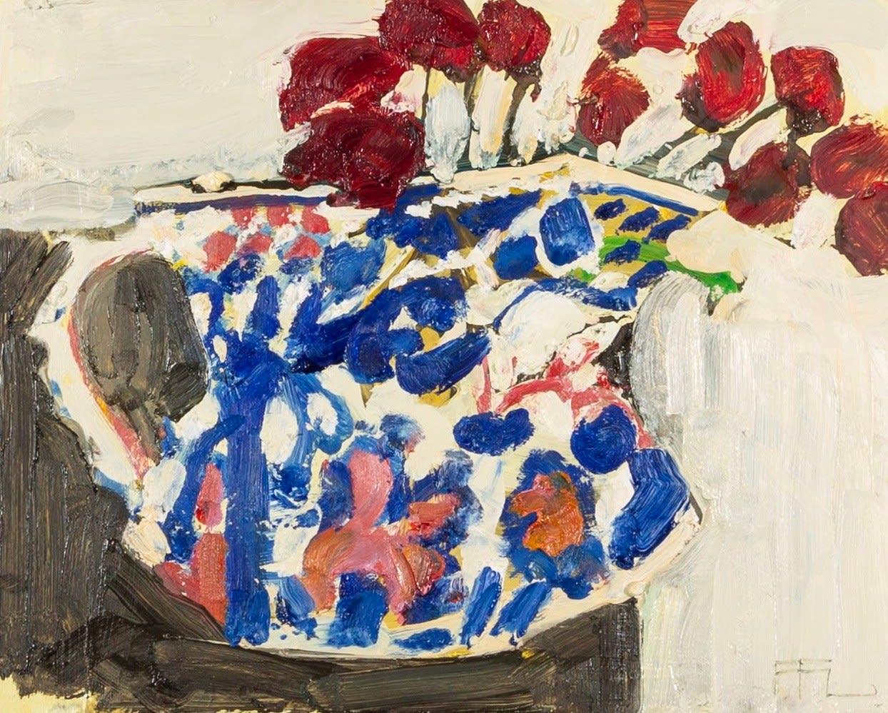 Öl auf Gesso-Karton „Flower Jug“ Gemälde von Ffiona Lewis, Gemälde, 2023 – Art von Unknown