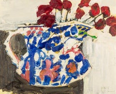 Öl auf Gesso-Karton „Flower Jug“ Gemälde von Ffiona Lewis, Gemälde, 2023