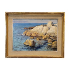 Huile sur panneau France "Rochers du balcon", H. Marin, signée