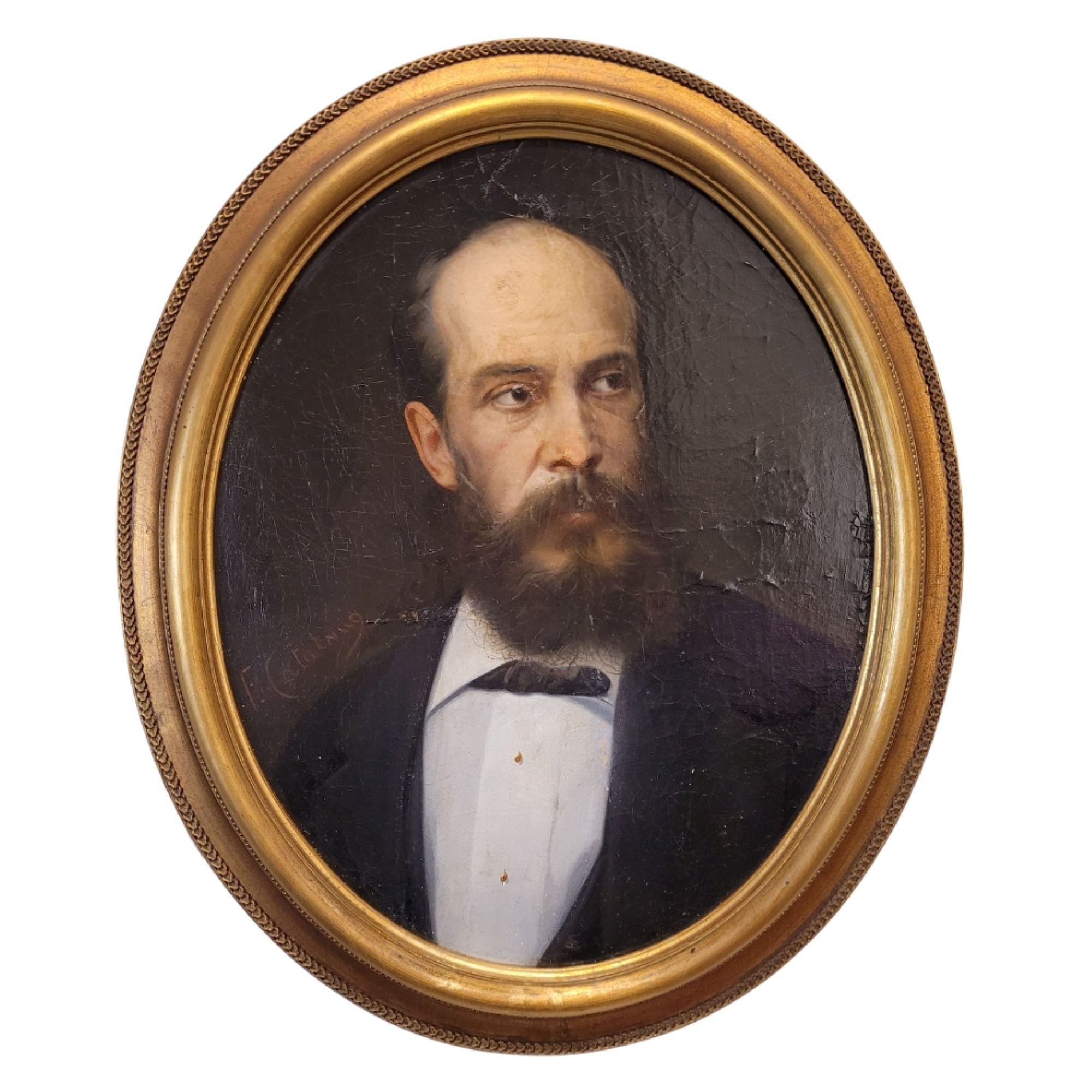 Portrait Painting Unknown - Huile sur panneau "Portrait d'homme" École française