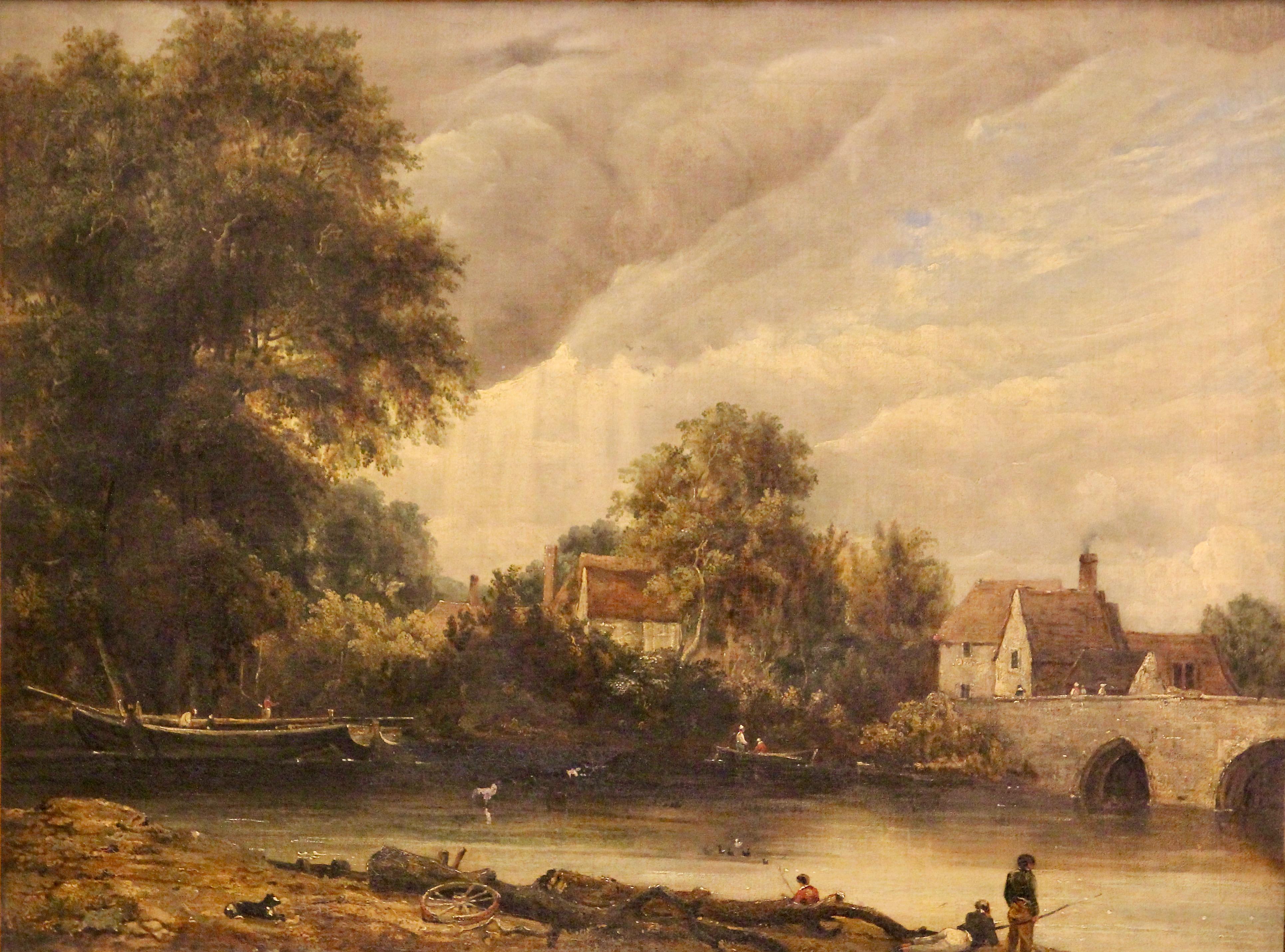 Cuadro al óleo antiguo, decorativo, con un marco pomposo elaboradamente tallado. Artista escocesa, británica. Paisaje costero.

Según el rótulo publicitario de la parte posterior del marco, esta obra de arte procede de un conocido marchante de arte