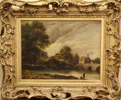 Oil Painting, 19. Century. Scottish, British Artist. Shore landscape.