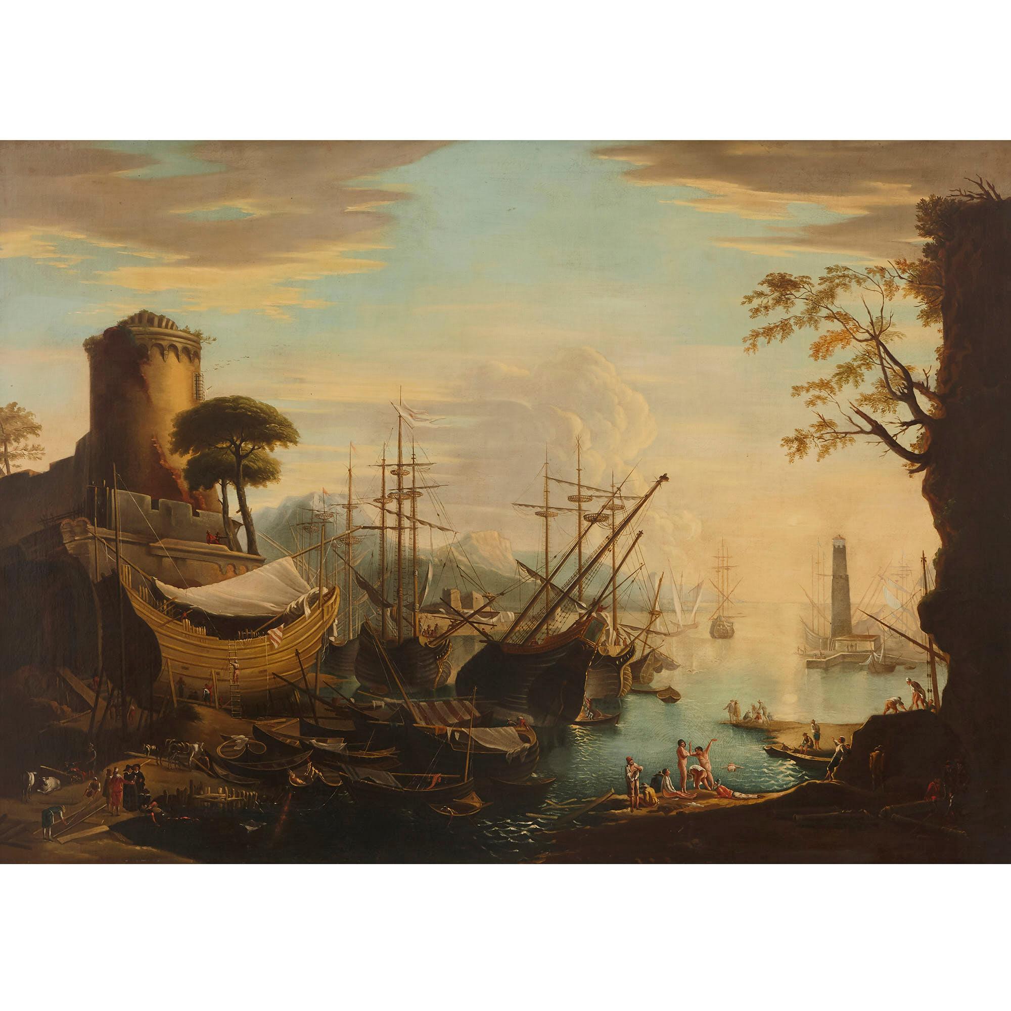 Ölgemälde nach „Marina del Porto“ von Salvator Rosa – Painting von Unknown
