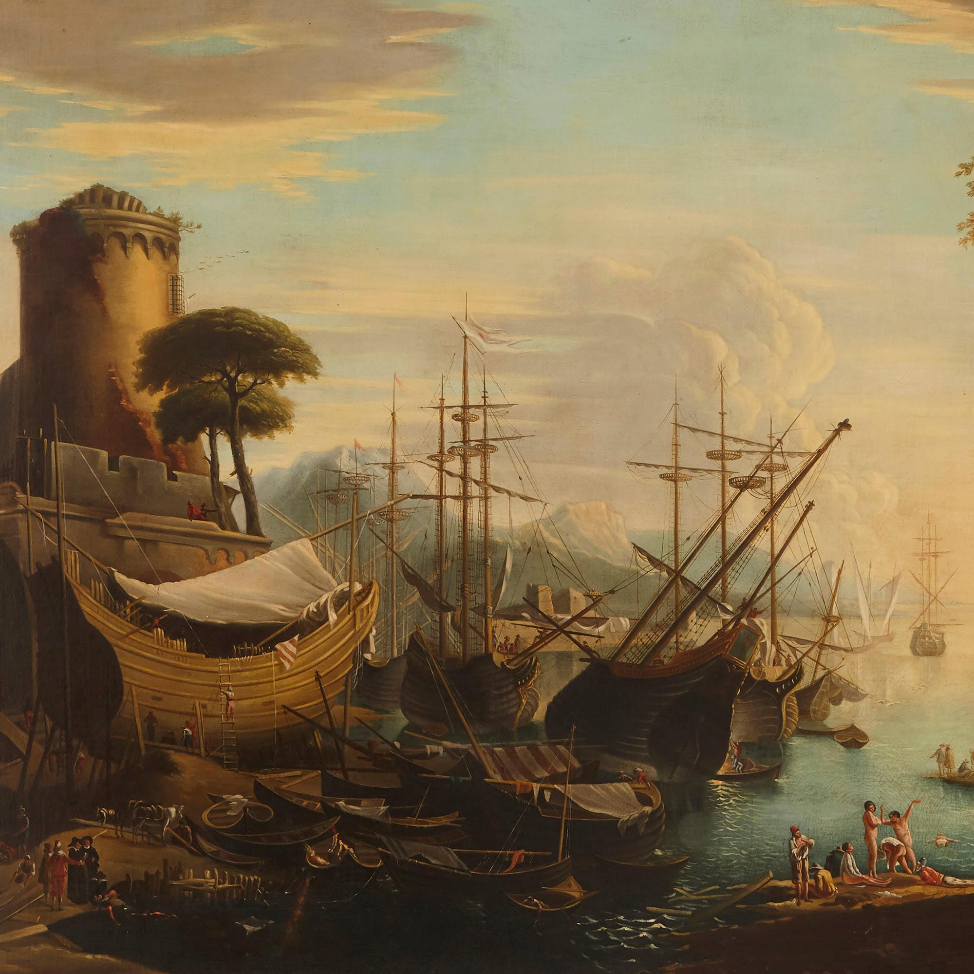 Ölgemälde nach „Marina del Porto“ von Salvator Rosa (Barock), Painting, von Unknown
