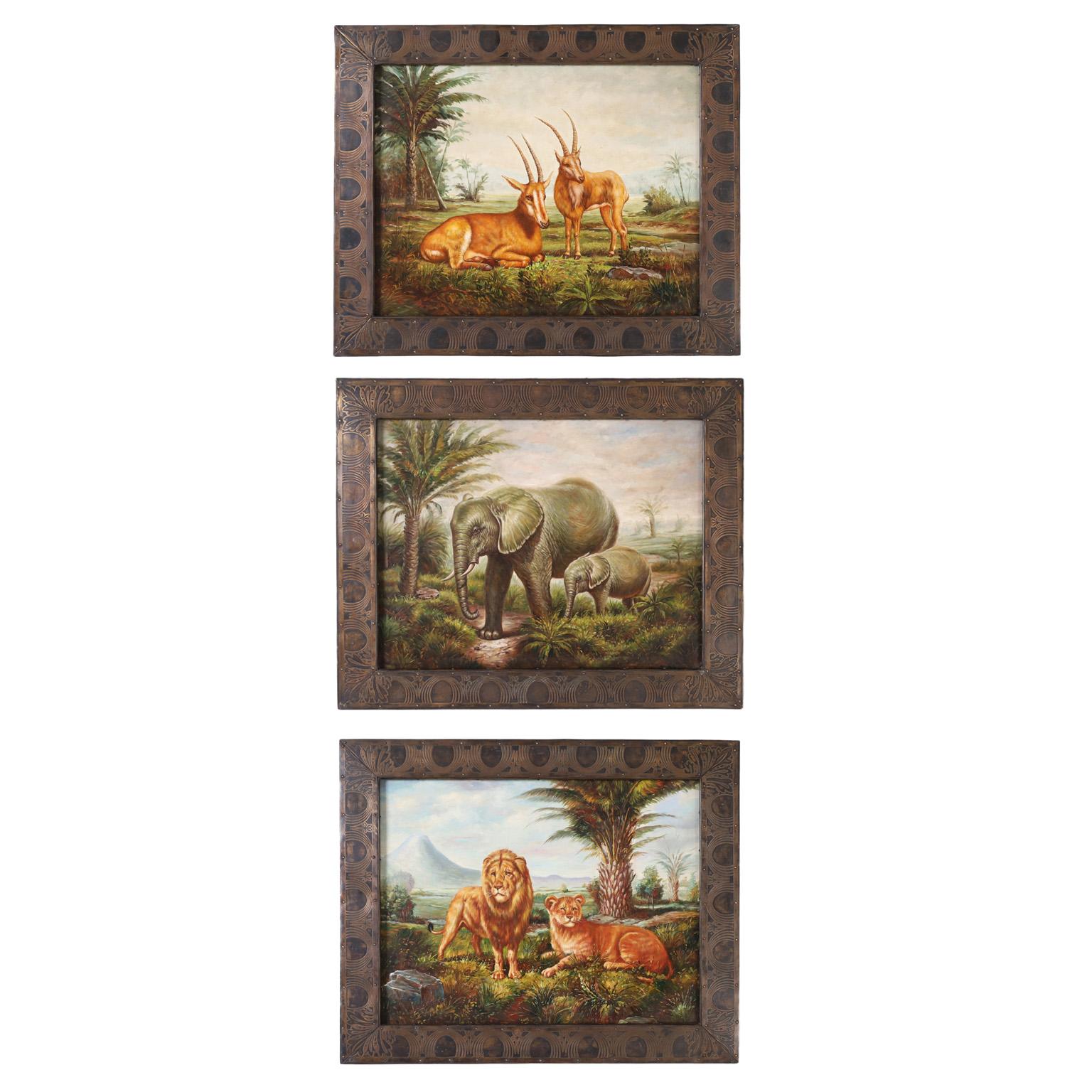 Pintura al óleo de elefantes africanos de Maitland-Smith en venta 1