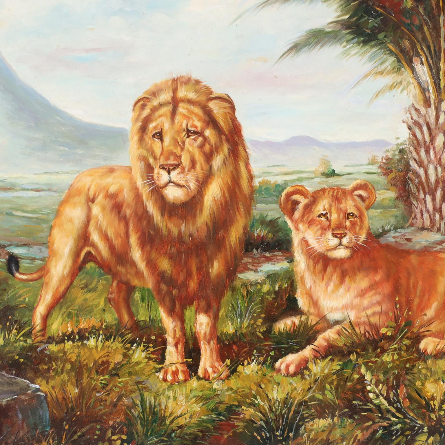 Pintura al óleo de leones africanos de Maitland-Smith - Painting de Unknown
