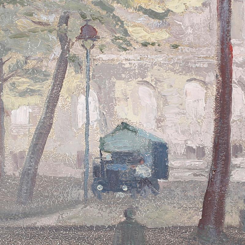 Pintura al óleo sobre tabla de una escena callejera de París - Painting Otro estilo de arte de Unknown