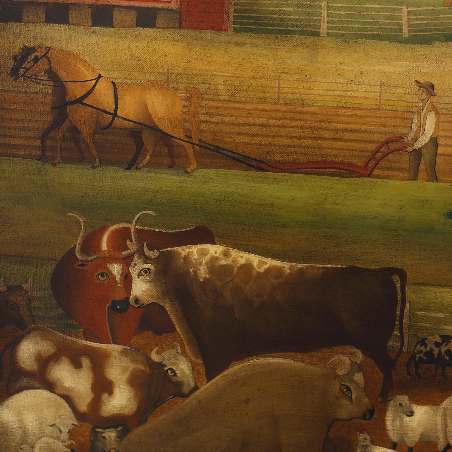 Oil Painting on Canvas of a Farm Scene 1