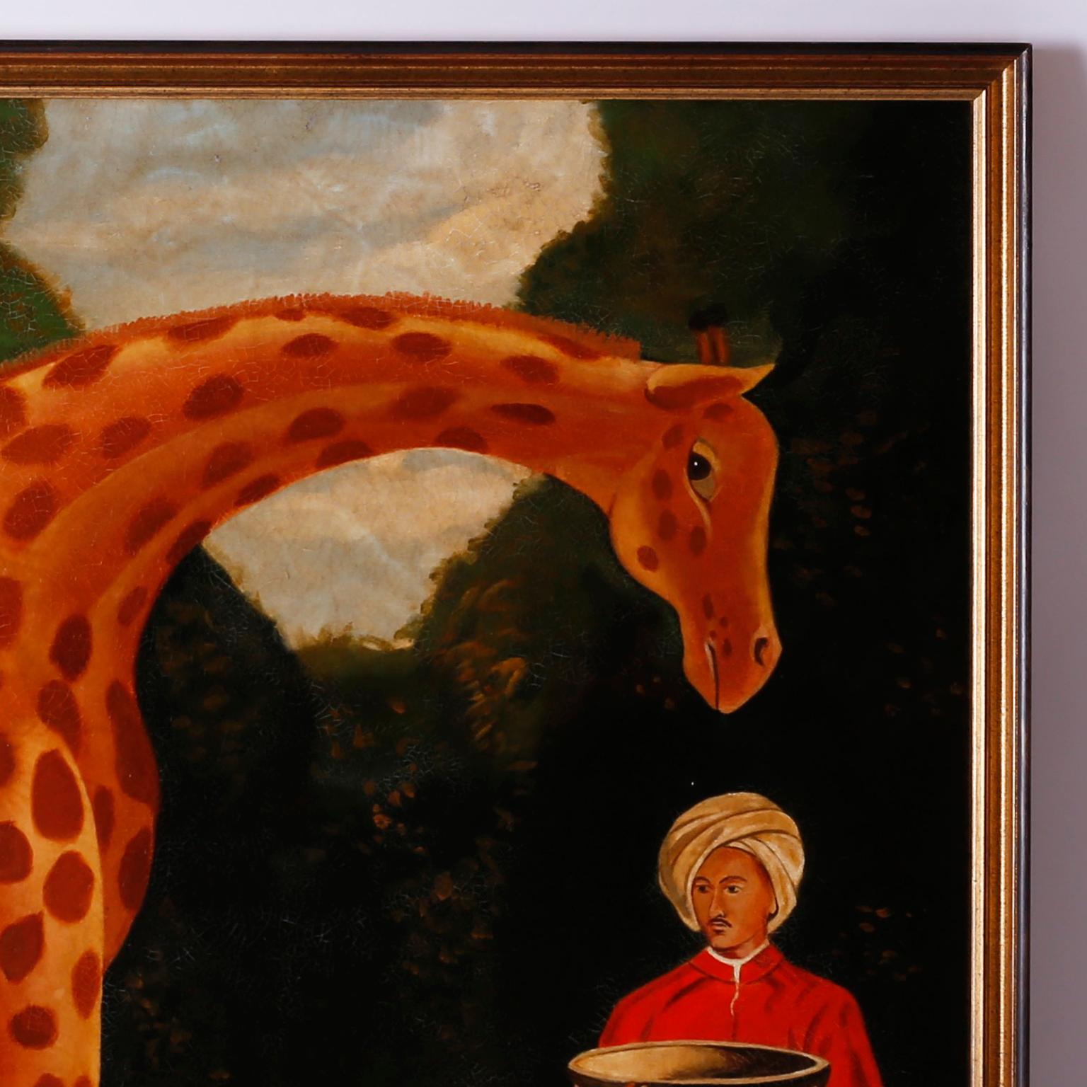 giraffe oil painting on canvas