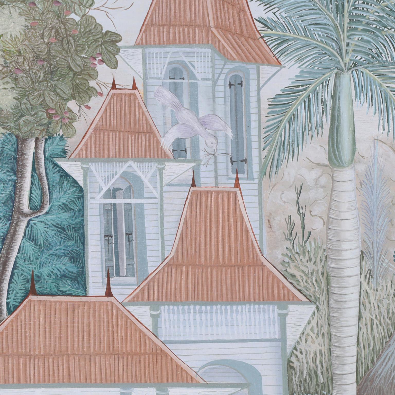 Pintura al óleo sobre lienzo de Aldea haitiana de Edouard Tran 5