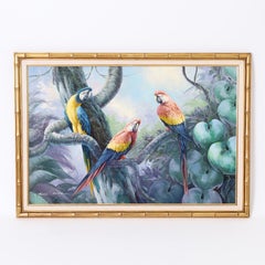 Oil Painting on Canvas of Parrots